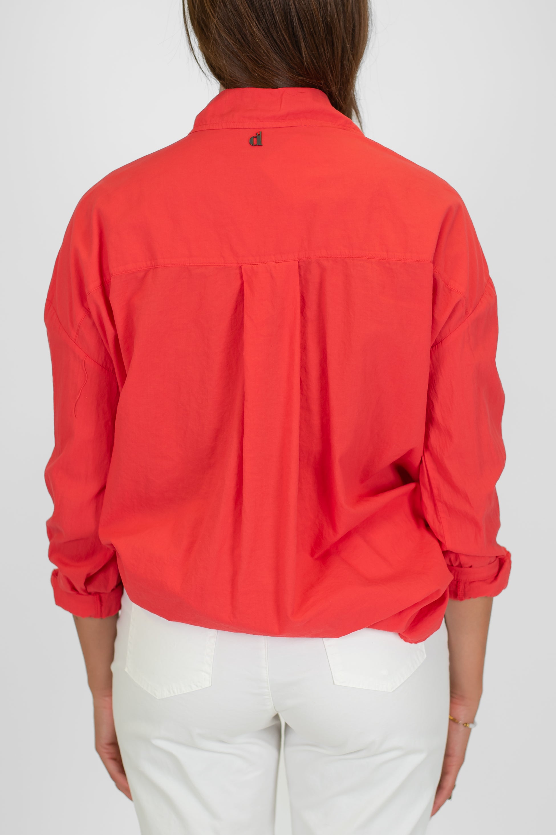 Dixie - Camicia tinta unita in cotone con nodo sul fondo