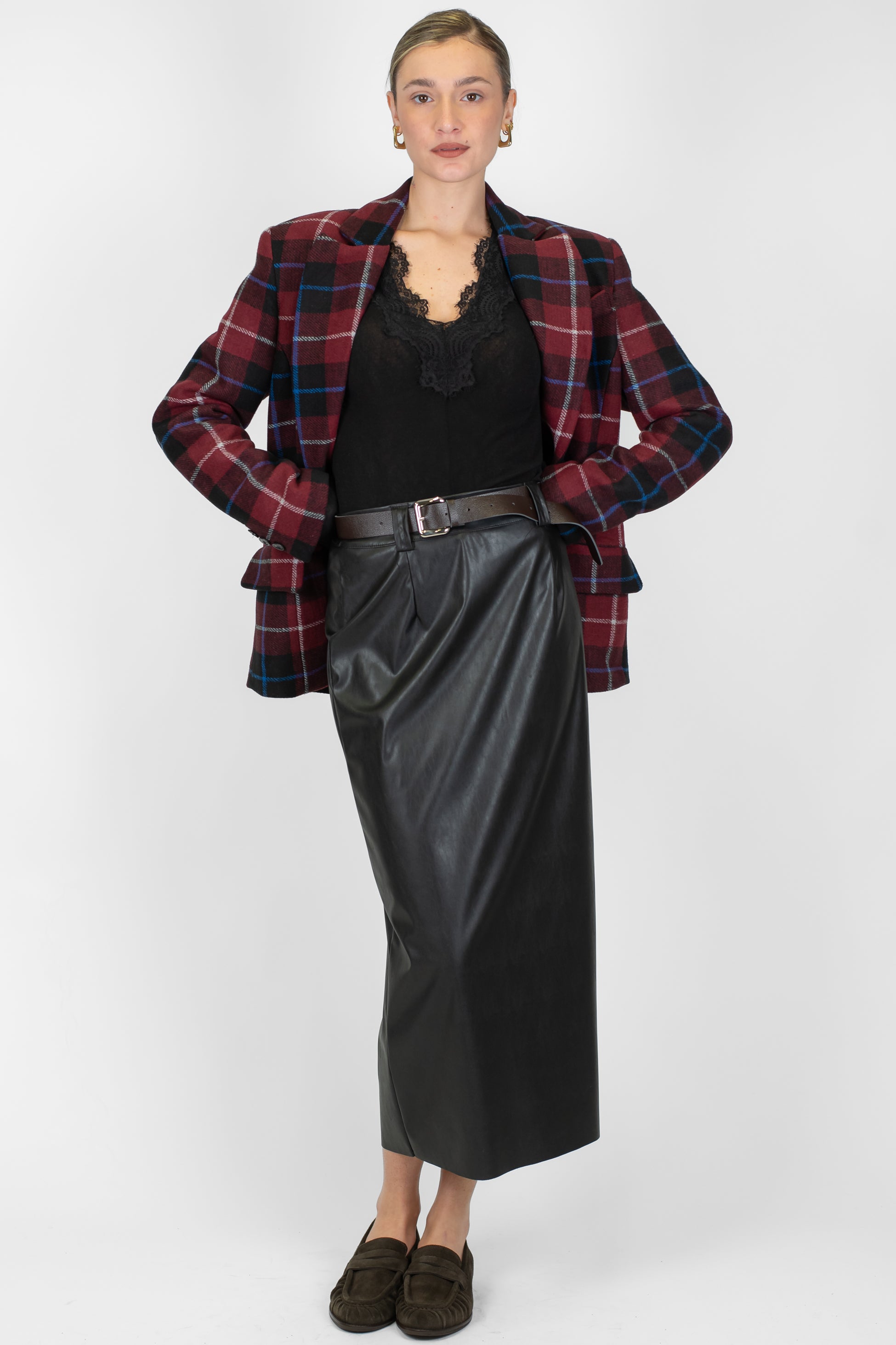 Haveone - Gonna longuette in ecopelle