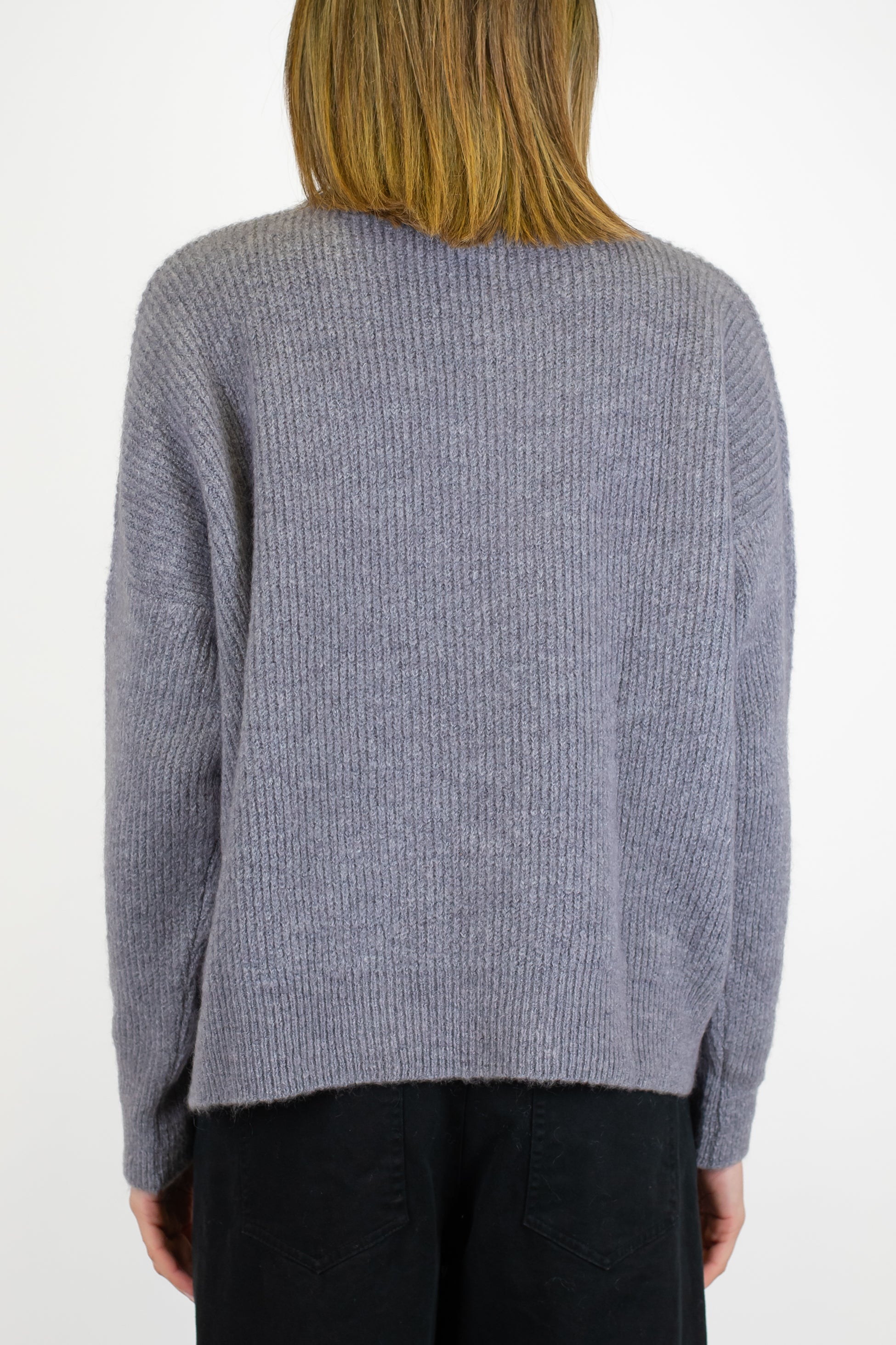 Tensione in - Maglia a scatola in misto lana con costine