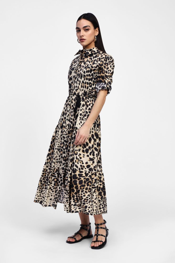 Dixie - Chemisier in mussola di cotone fantasia maculata