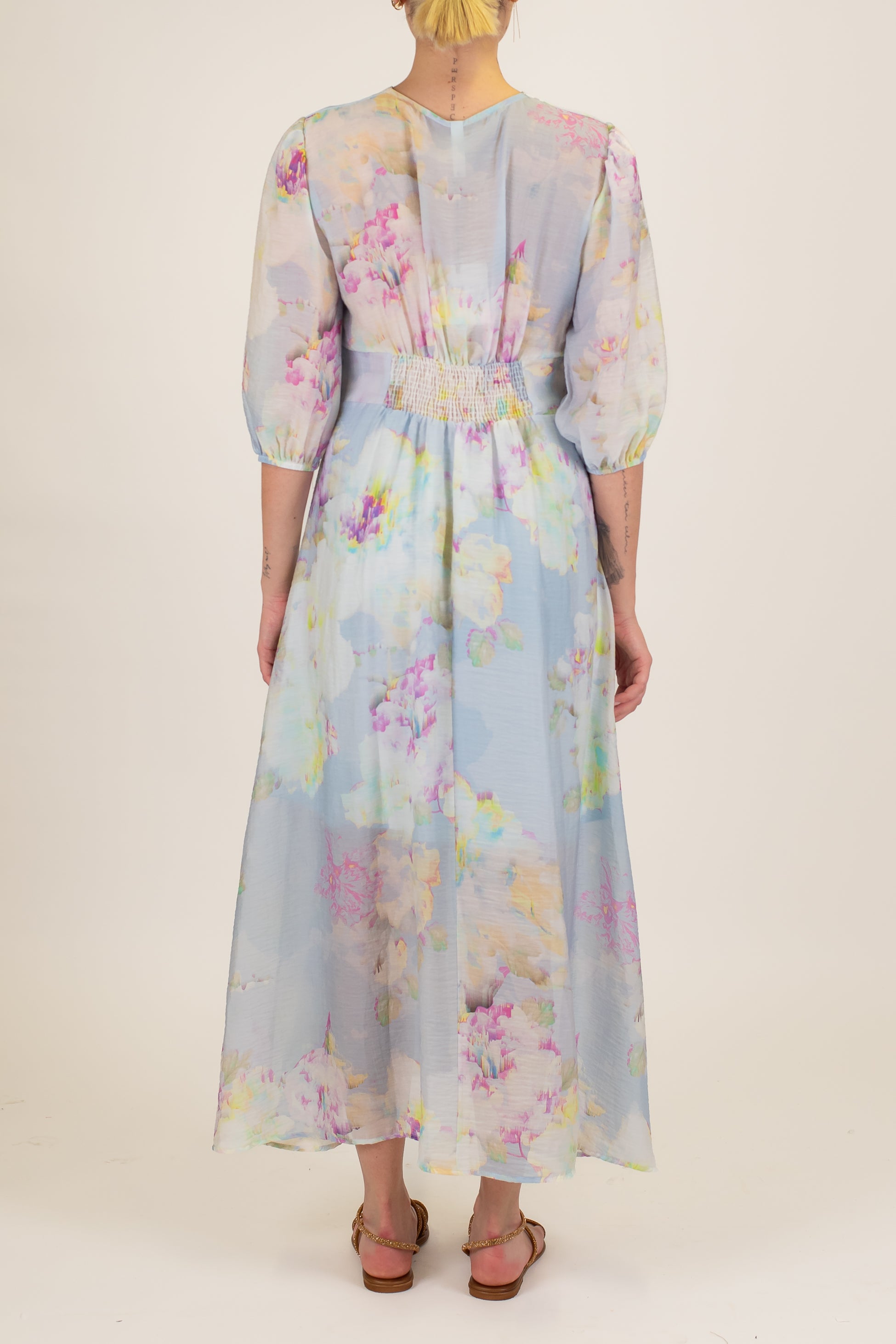 Tensione in - Chemisier fantasia floreale in lyocell con manica tre quarti