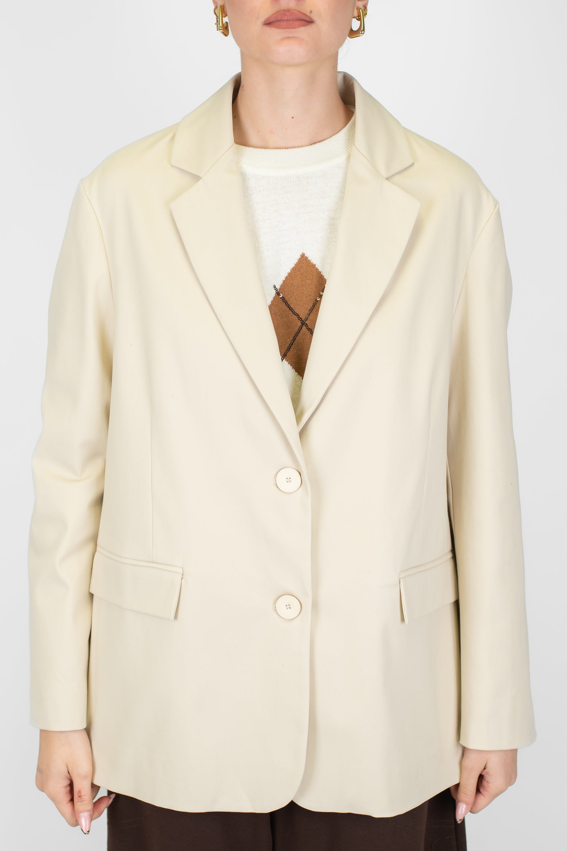 Dixie - Giacca monopetto tinta unita in fustagna con spalline