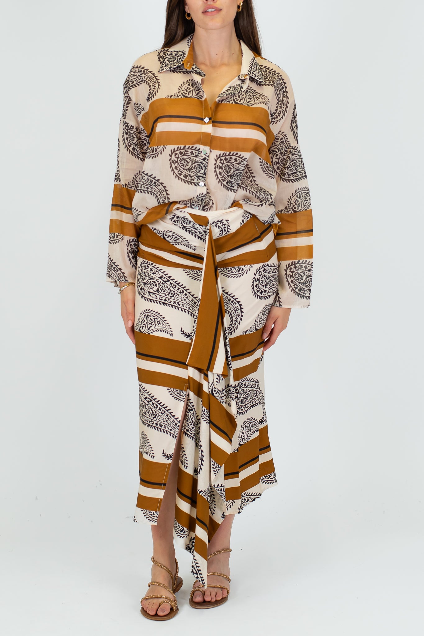 Haveone - Camicia in misto seta fantasia