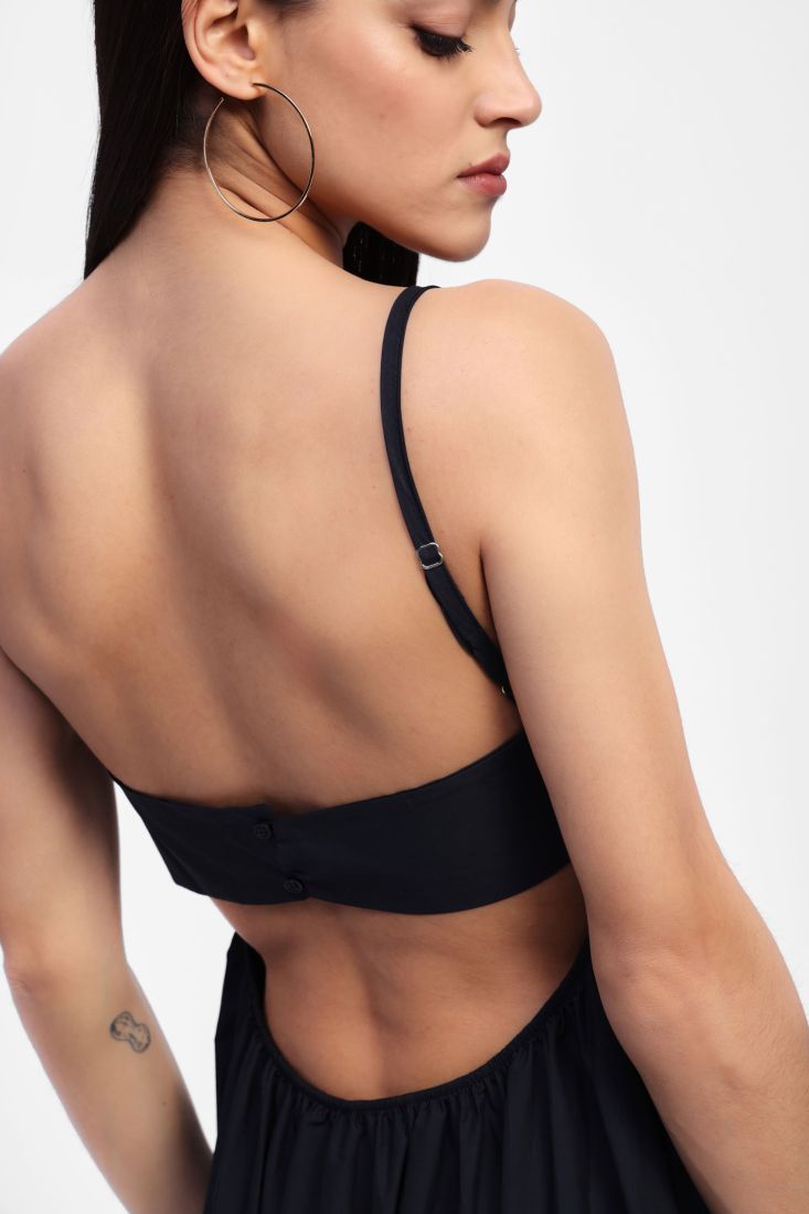 Dixie - Abito lungo con stampa palme scollato dietro