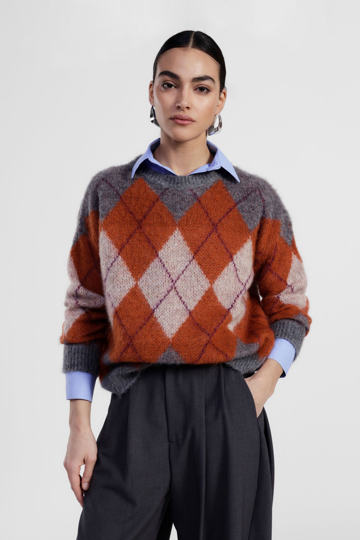 Dixie - Maglia girocollo fantasia rombi