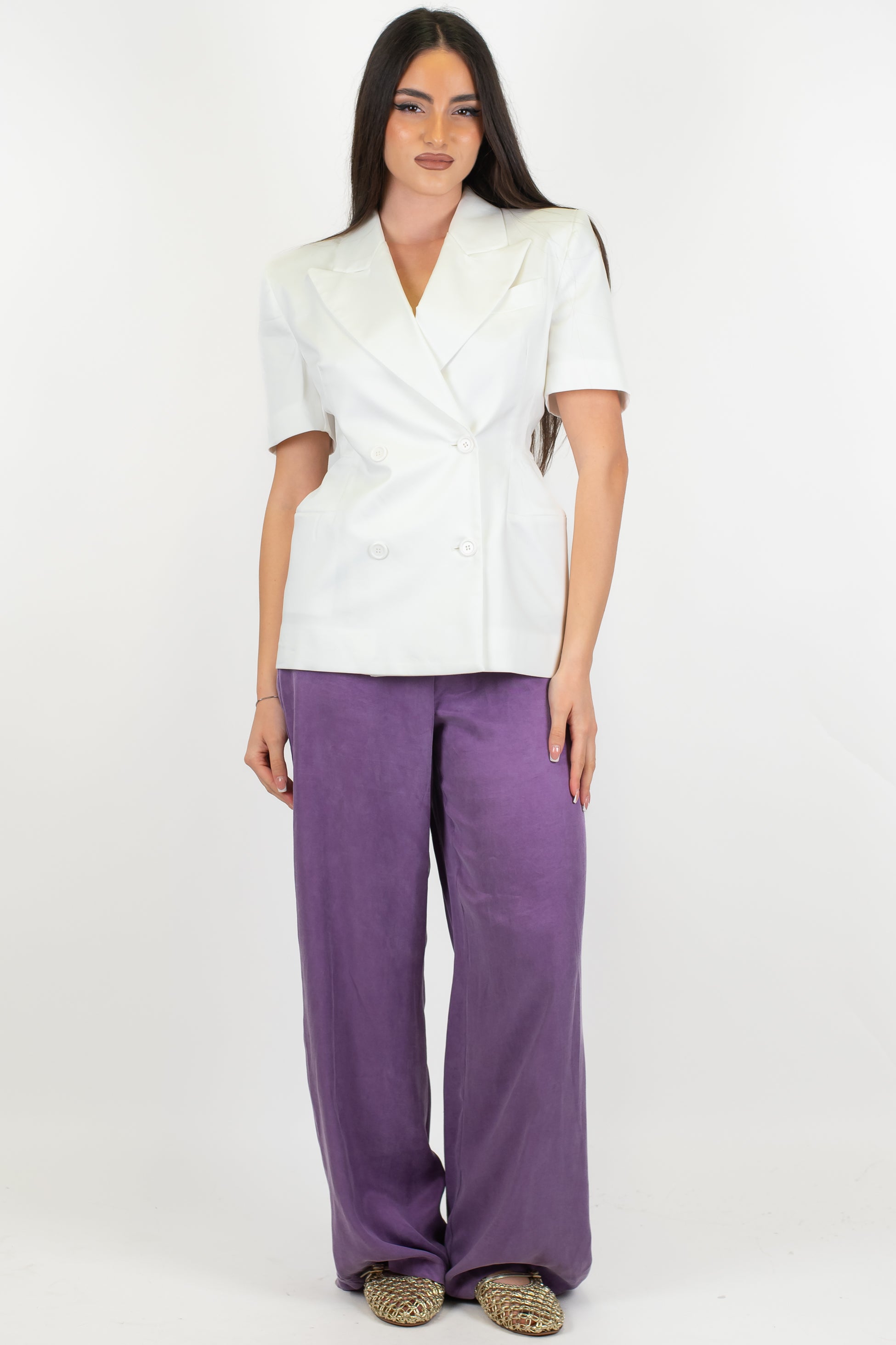 Tensione in - Pantalone palazzo in lyocell con elastico sul retro