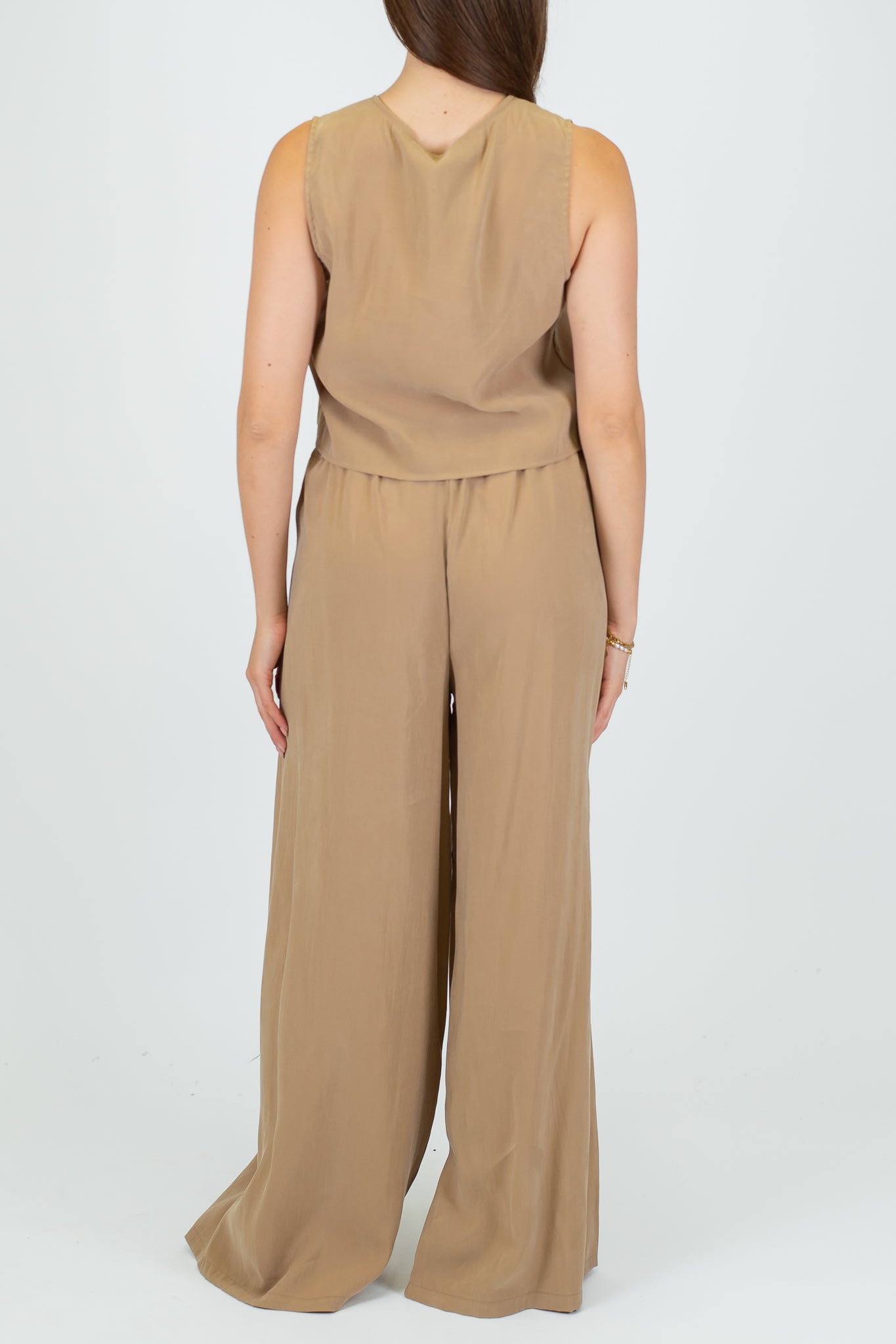 Haveone - Coordinato Gilet con lacci e pantalone palazzo in cupro