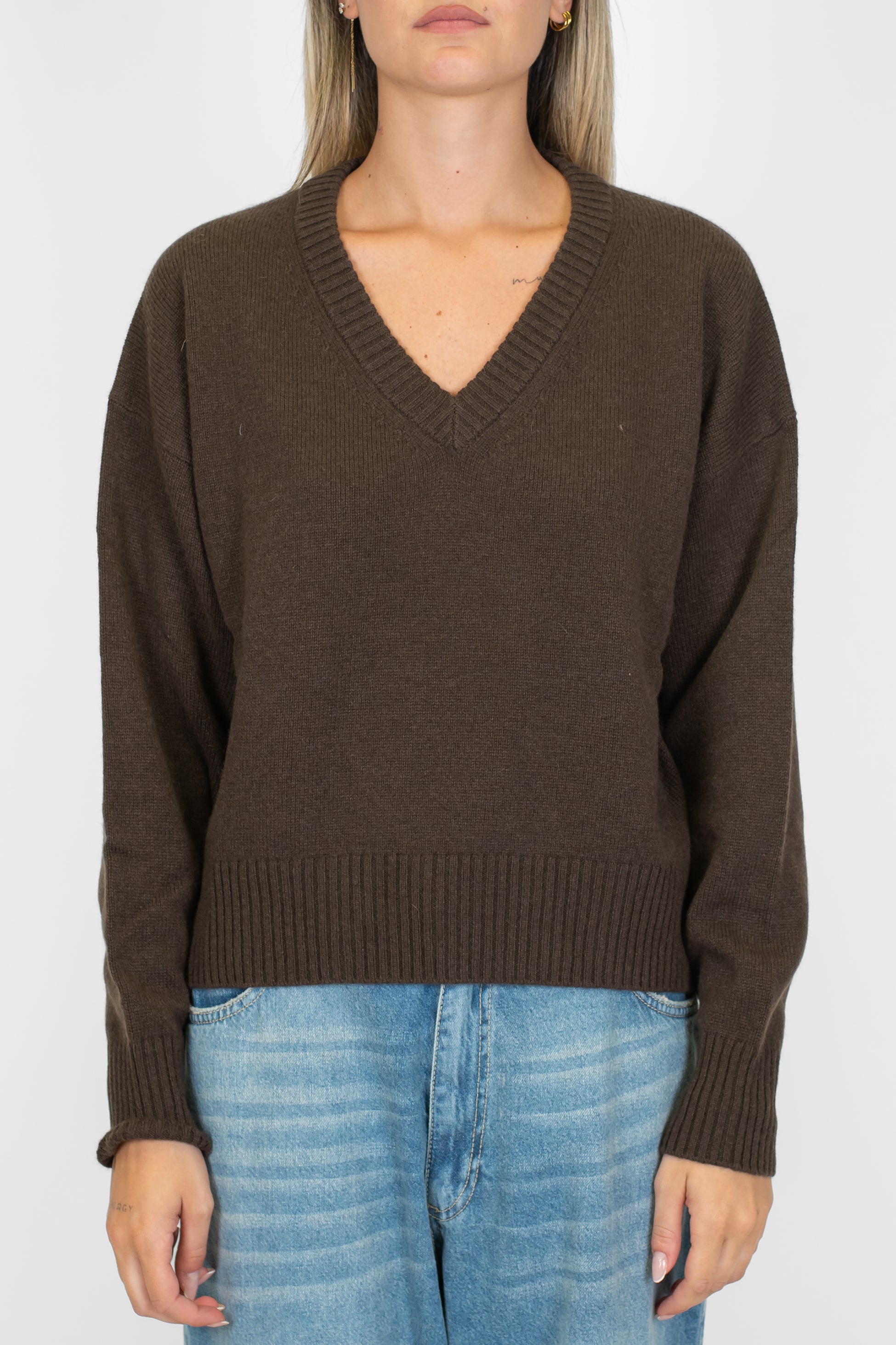 Tensione in - Maglia scollo a V in puro cashmere