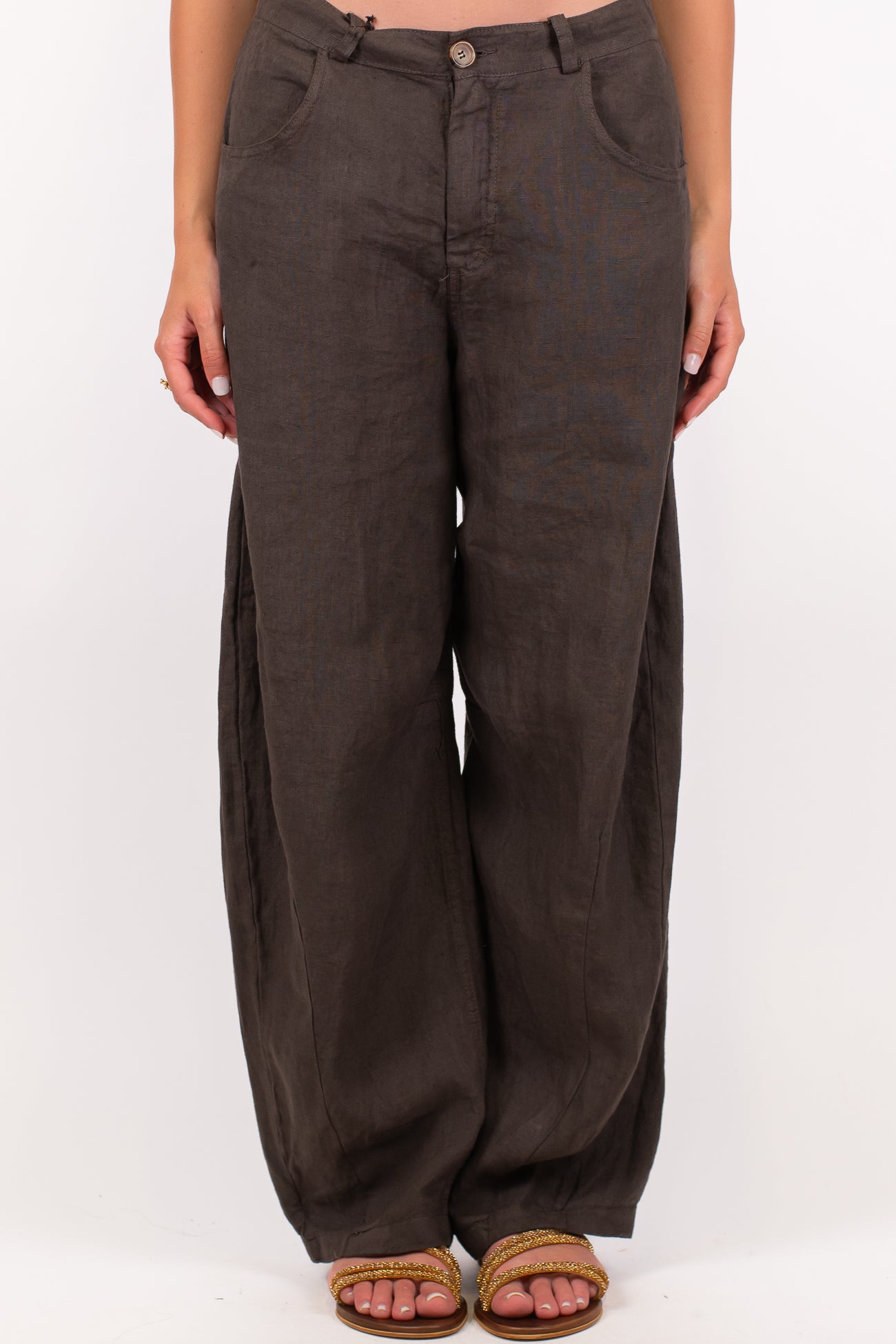 Tensione in - Pantalone balloon in puro lino