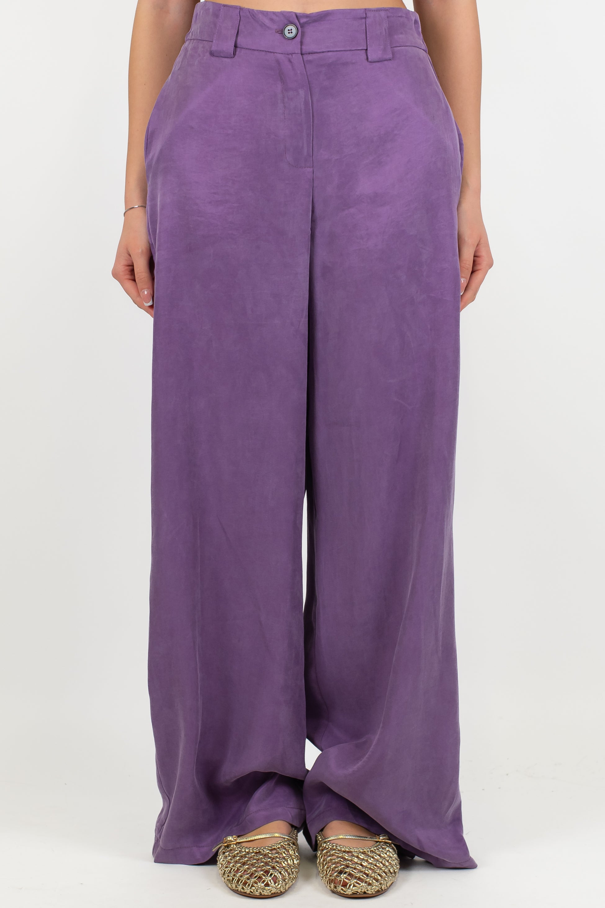 Tensione in - Pantalone palazzo in lyocell con elastico sul retro