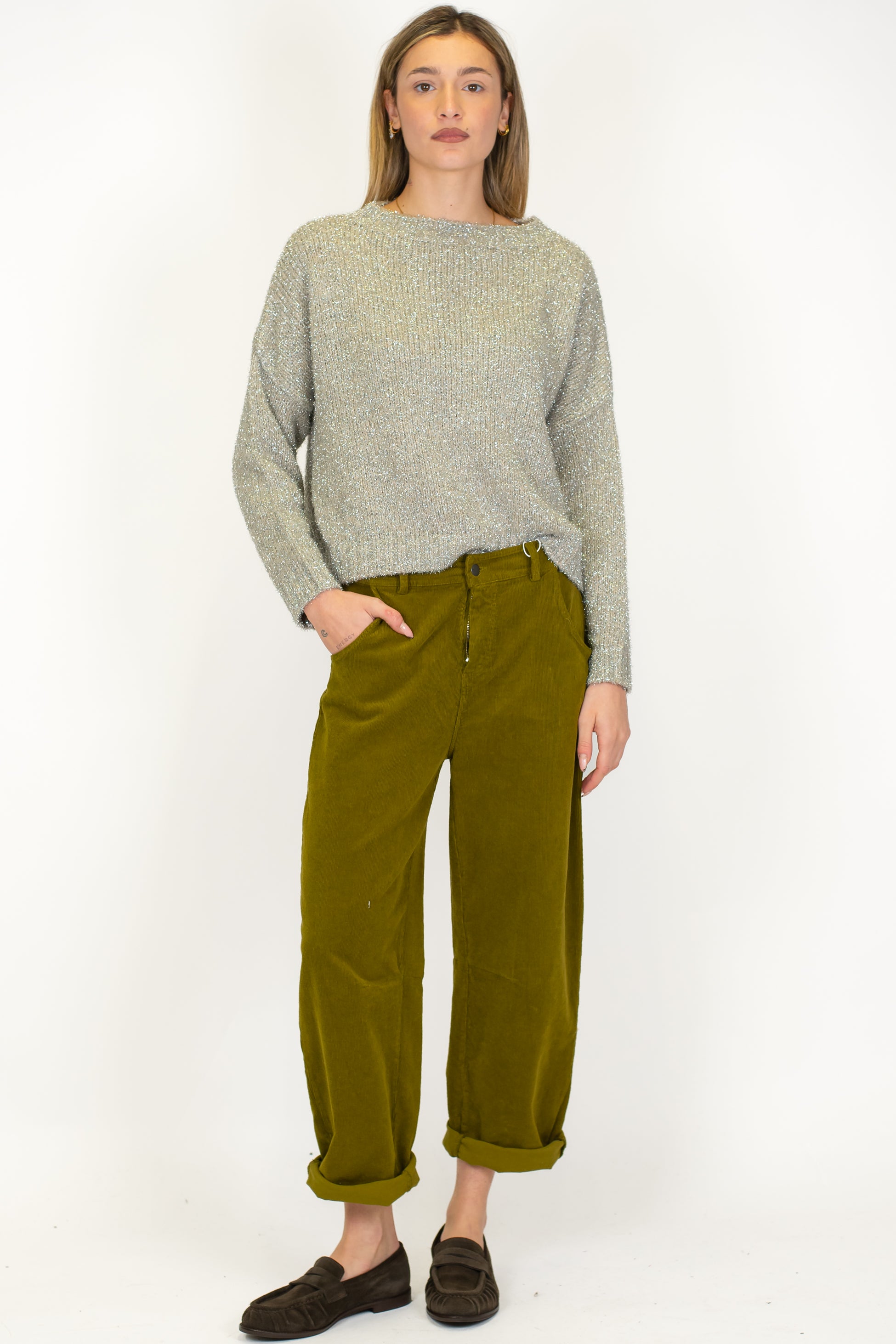 Motel - Pantalone balloon in velluto a coste con elastico sul retro