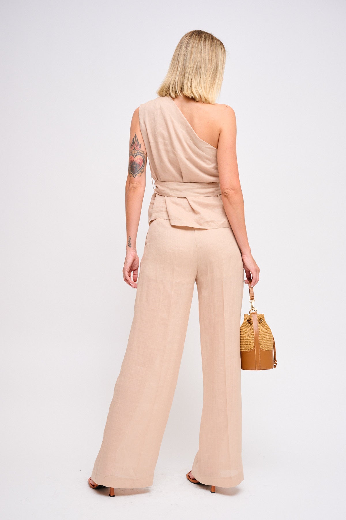 Maryley - Pantalone in lino con pinces