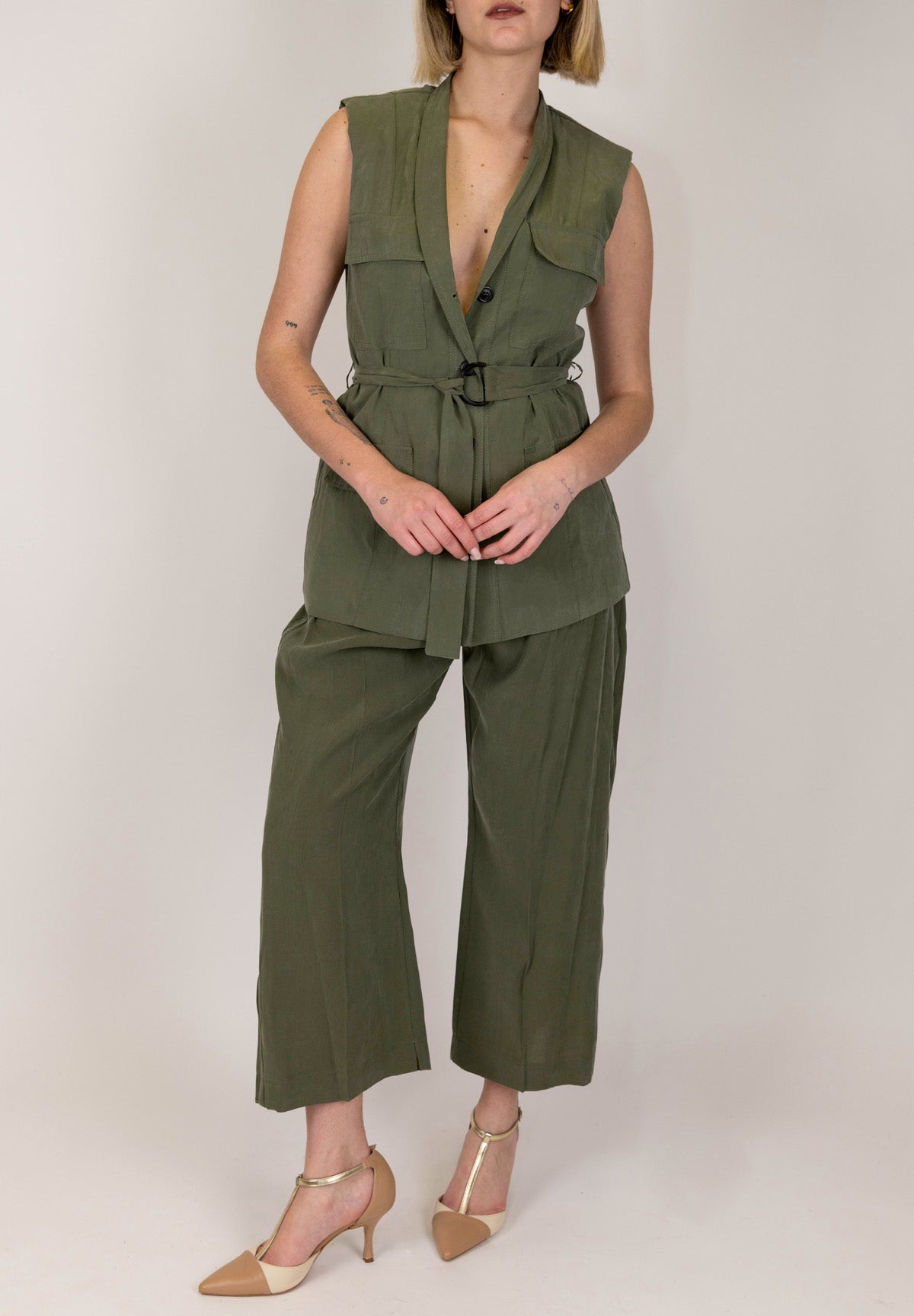 Maryley - Pantalone regular a vita alta in modal