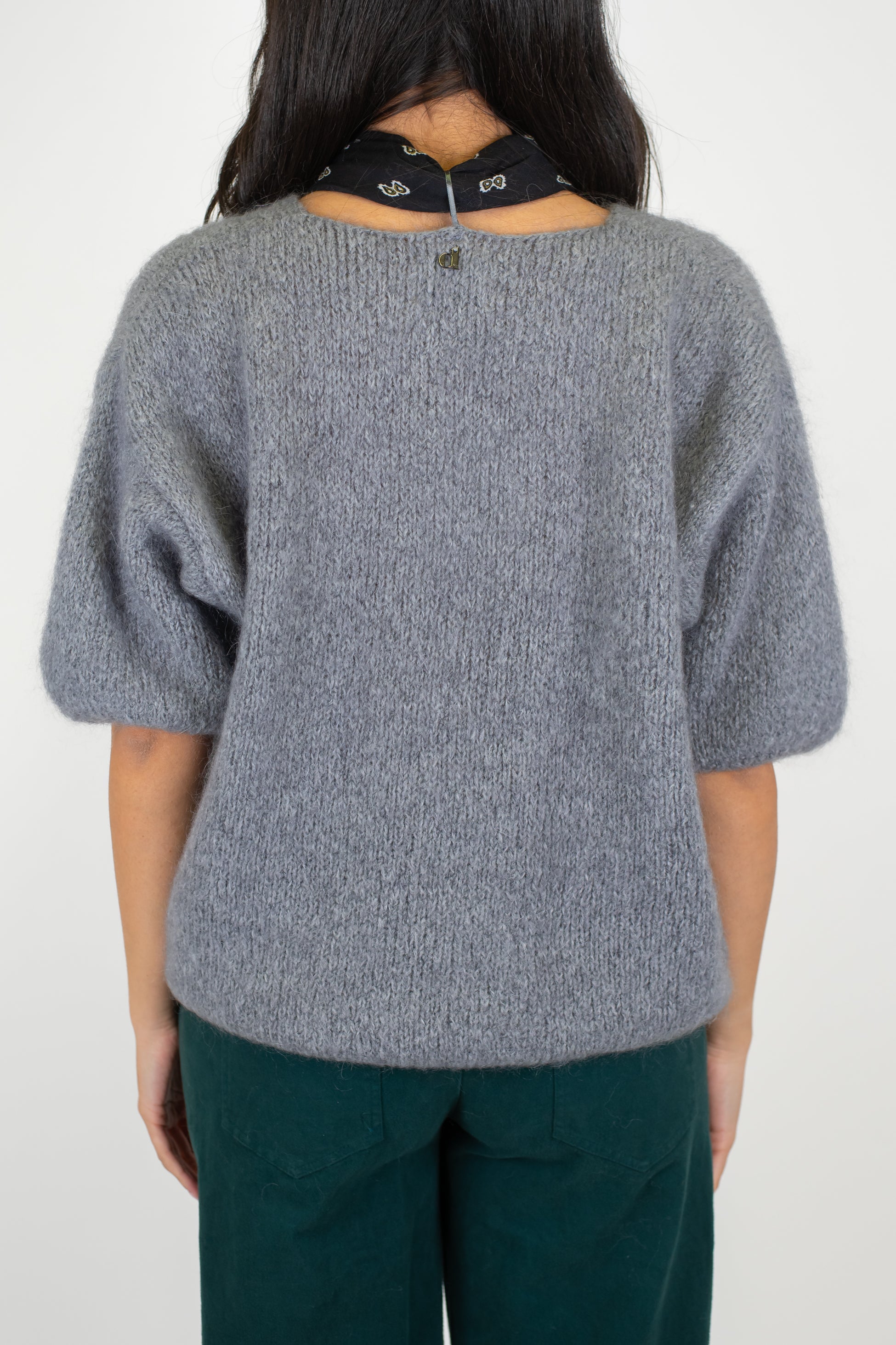 Dixie - Maglia mezza manica in lana mohair con bandana a contrasto