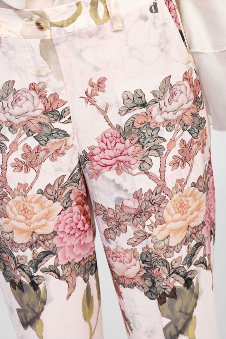 Dixie - Pantalone palazzo con elastico dietro in misto lino/viscosa