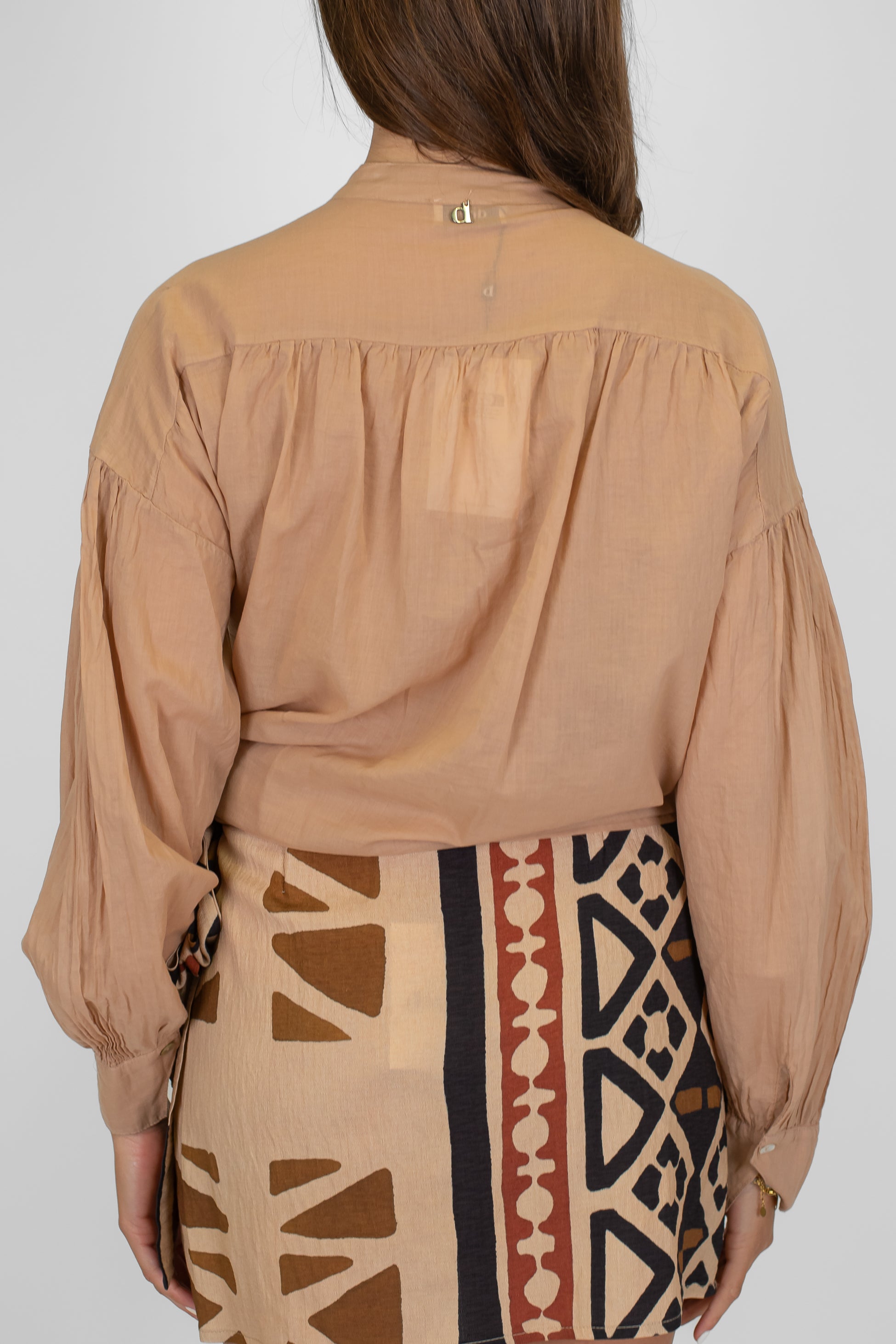 DIxie - Camicia in mussola di cotone collo coreano