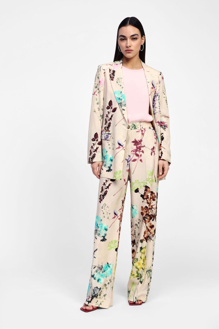 Dixie - Giacca monopetto fantasia in misto lino/viscosa