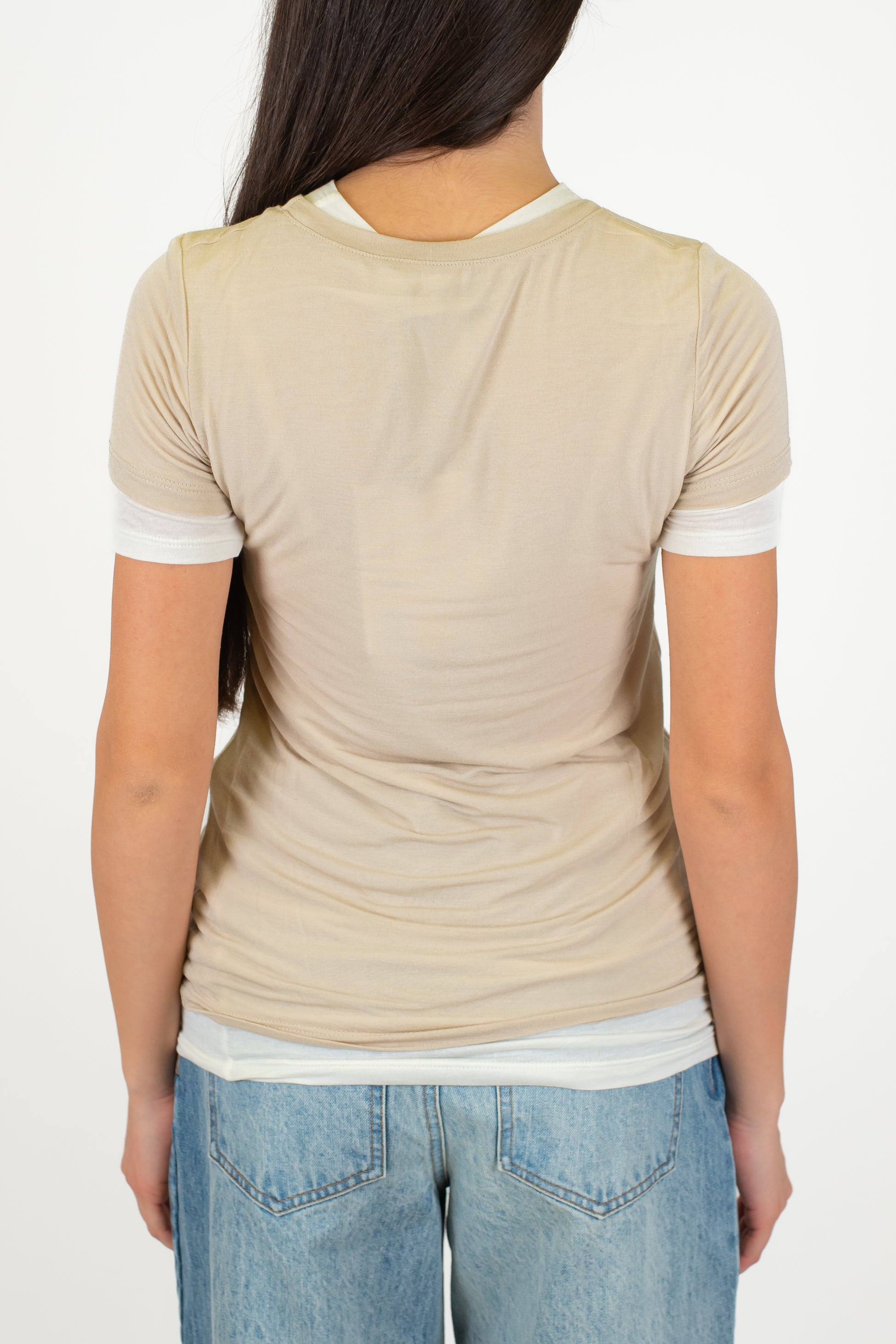 Haveone - T-shirt doppio strato a contrasto in misto seta