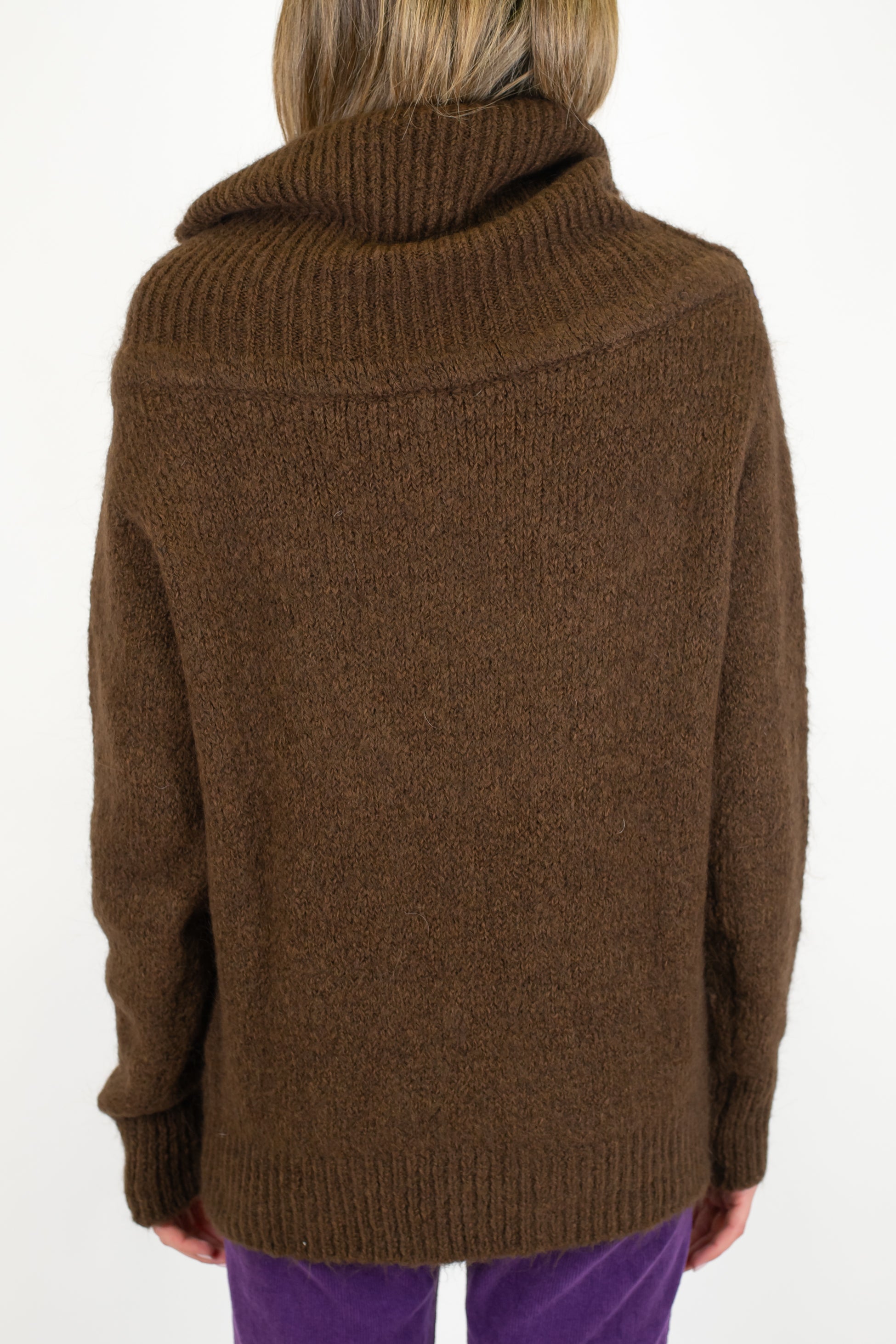 Motel - Dolcevita con collo sciallato fantasia rombi in misto lana