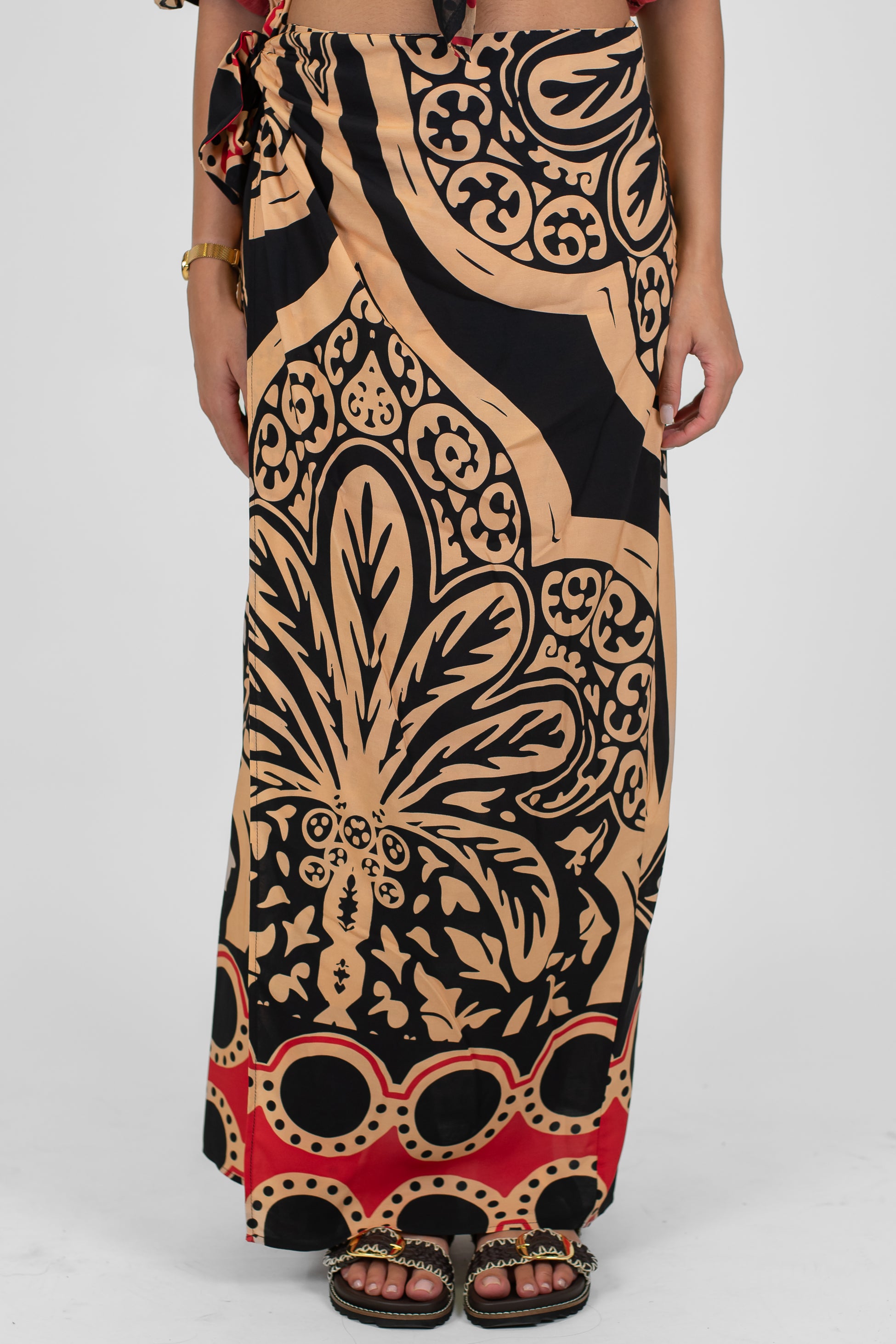 Haveone - Gonna pareo a portafoglio fantasia astratta in viscosa