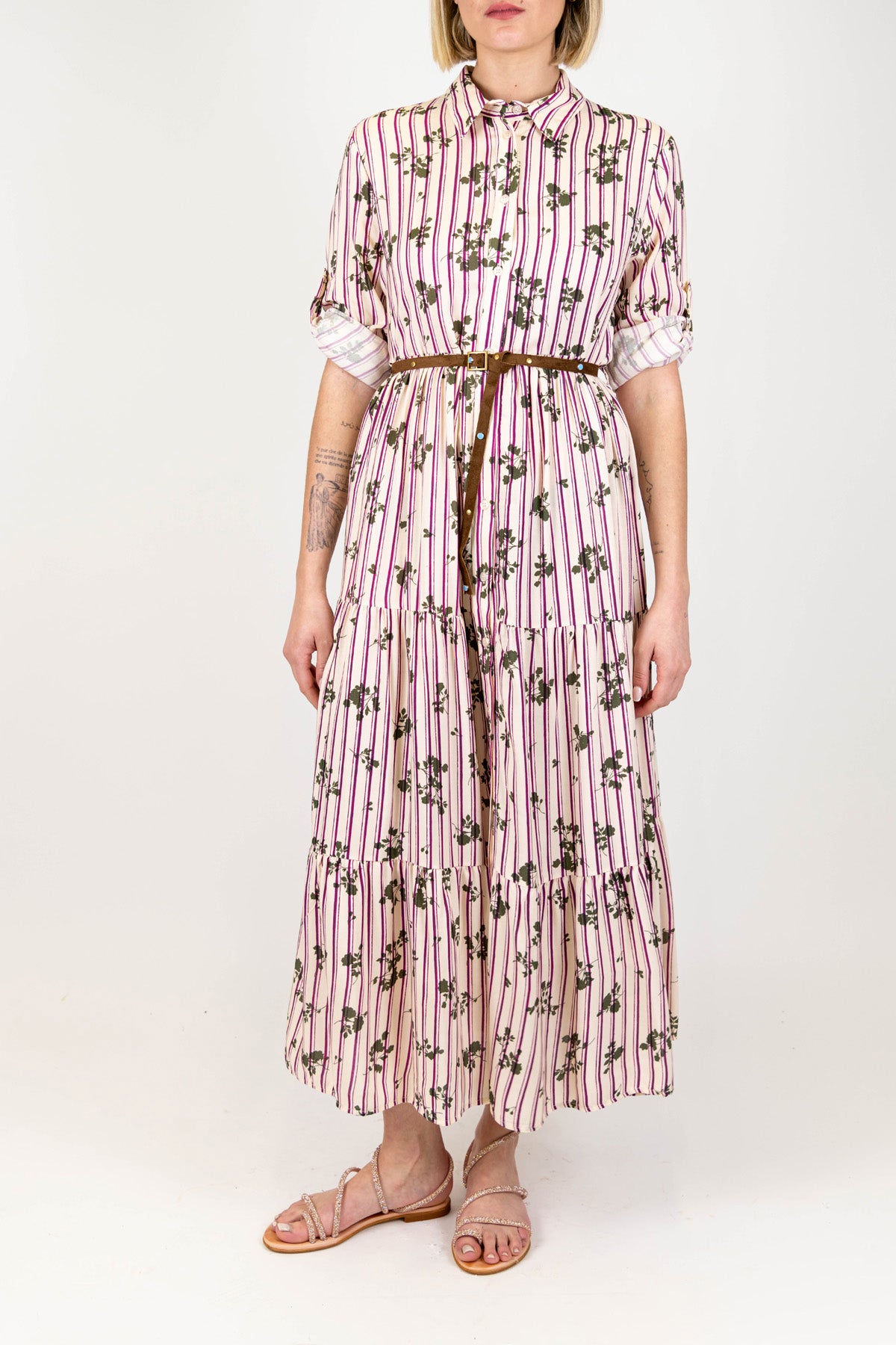 Dixie - Chemisier a righe con fantasia foglie