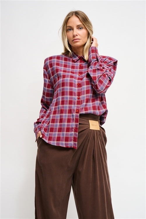 Maryley - Camicia fantasia check con spalline