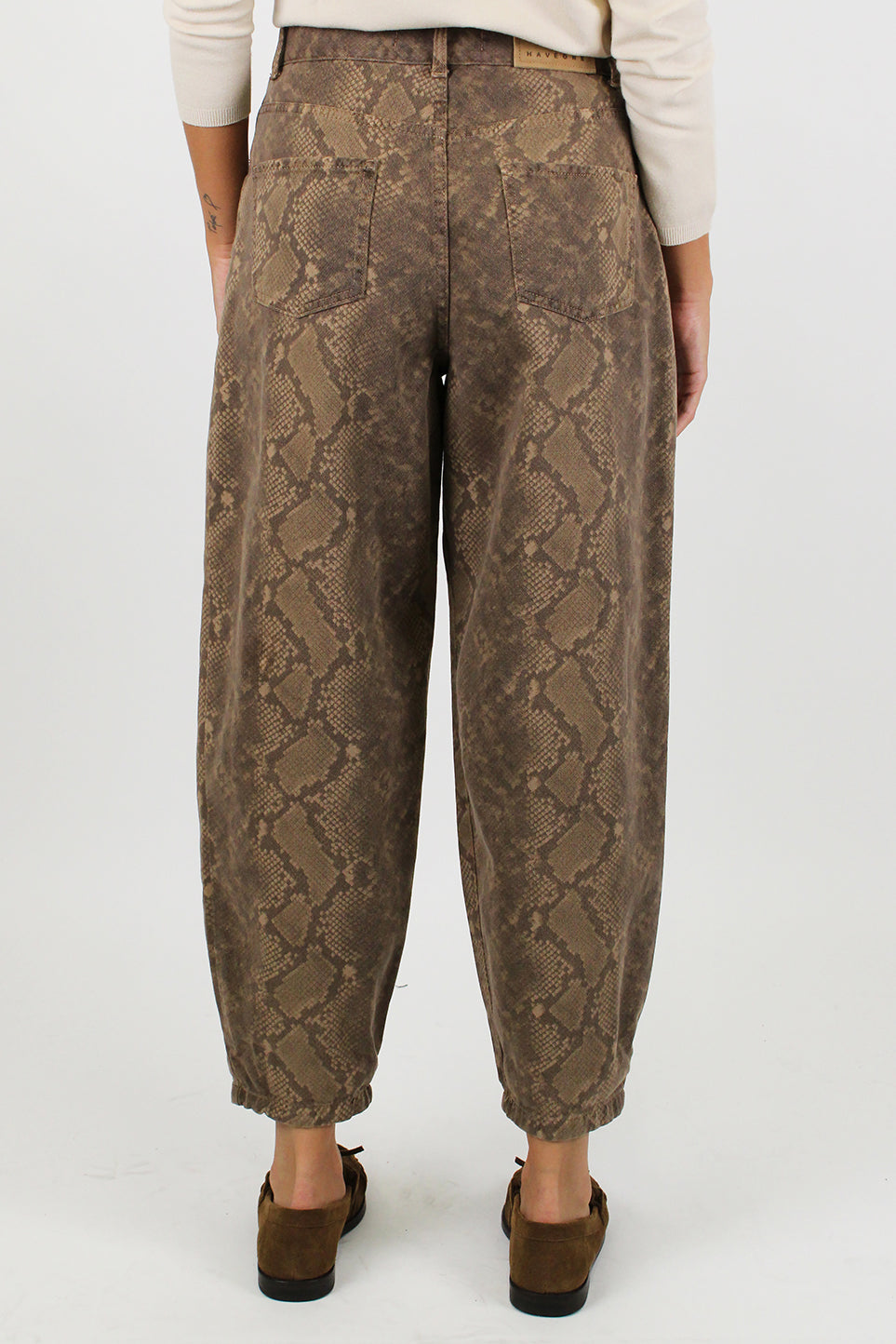 Haveone- Pantalone in cotone balloon fantasia pitone