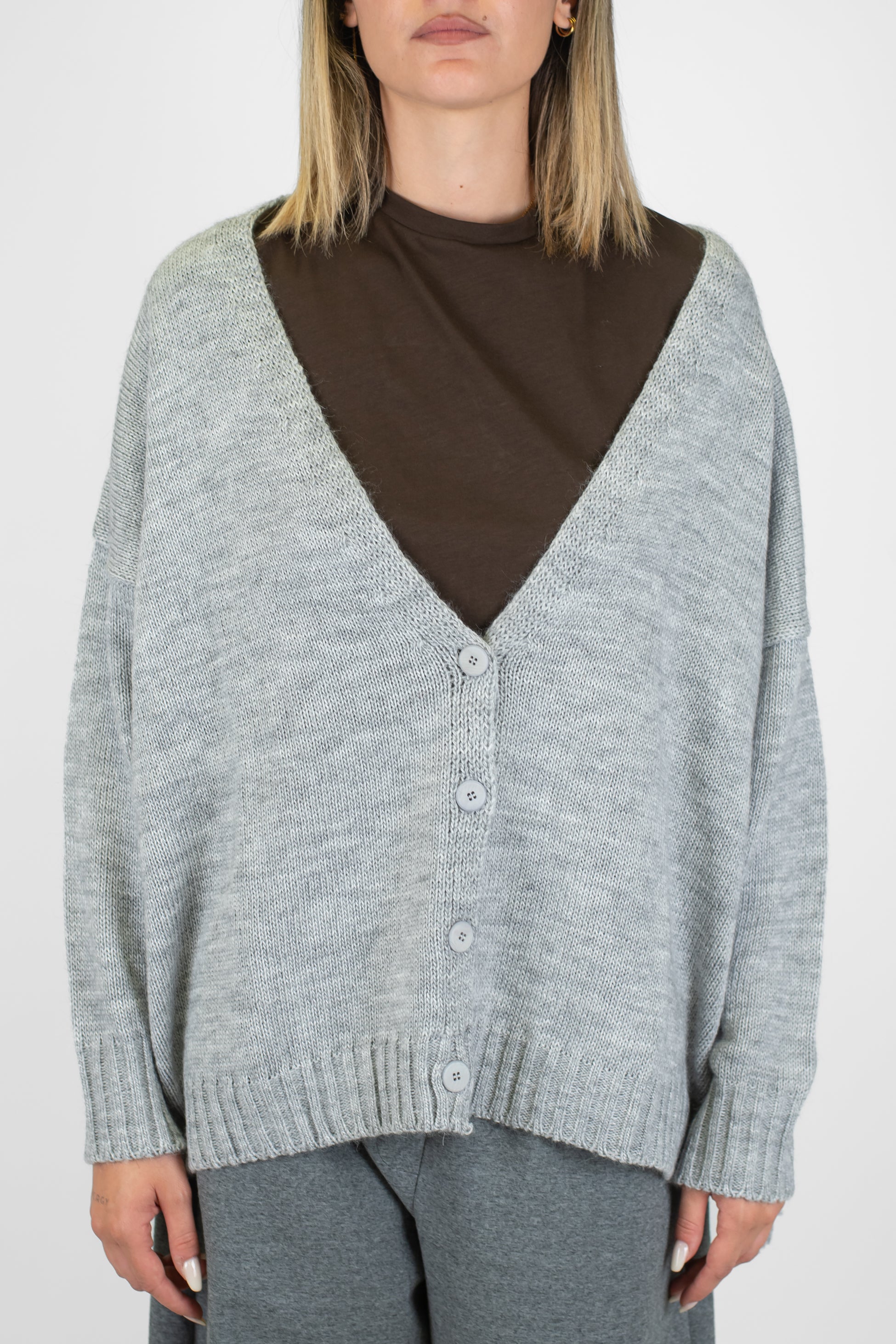 Maryley - Cardigan in misto lana con frange sul retro