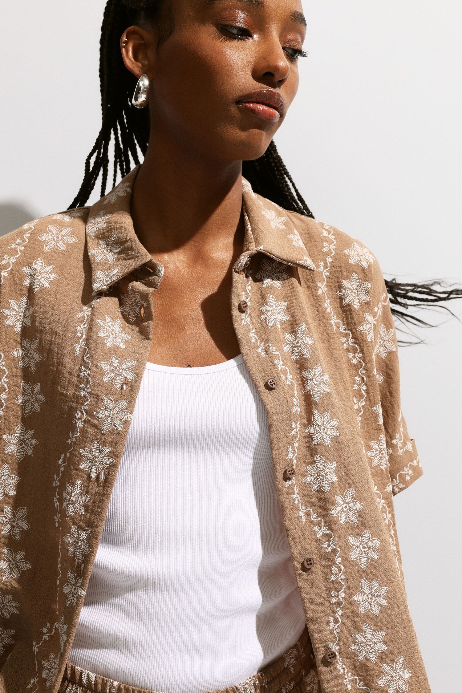 Please - Camicia mezzamanica stampa floreale