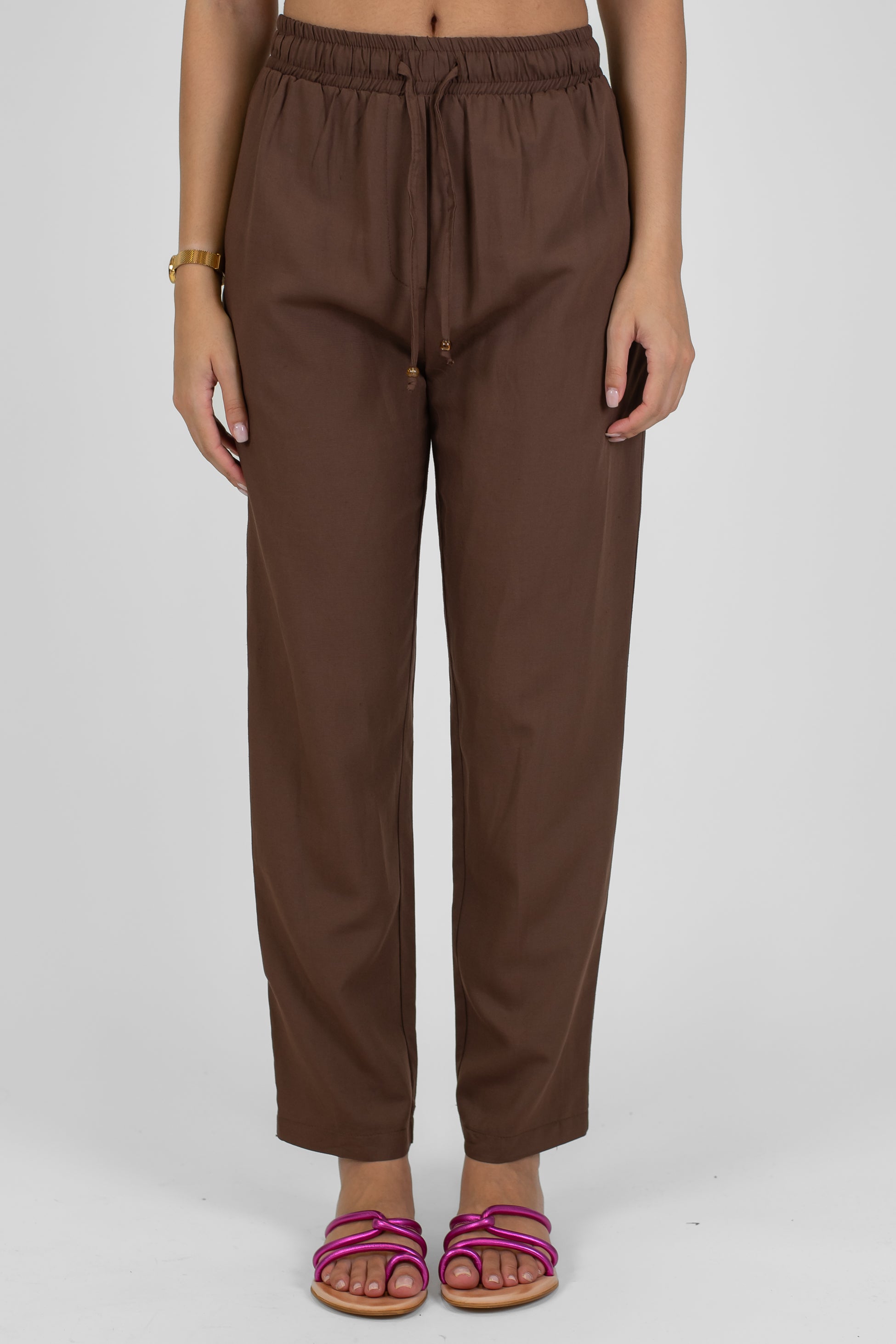 Motel - Pantalone in misto lino e viscosa con coulisse