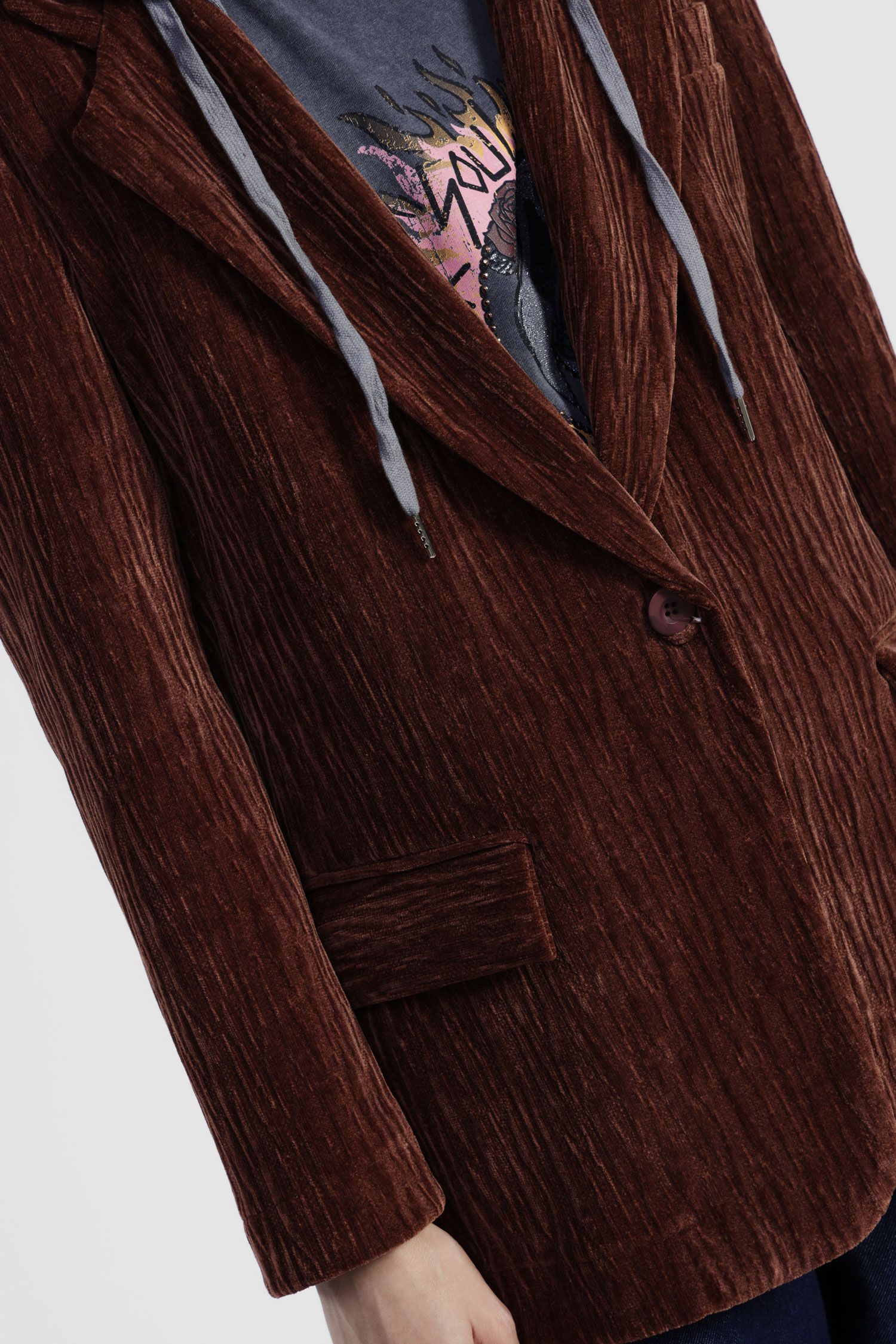 Dixie - Giacca monopetto con cappuccio a contrasto