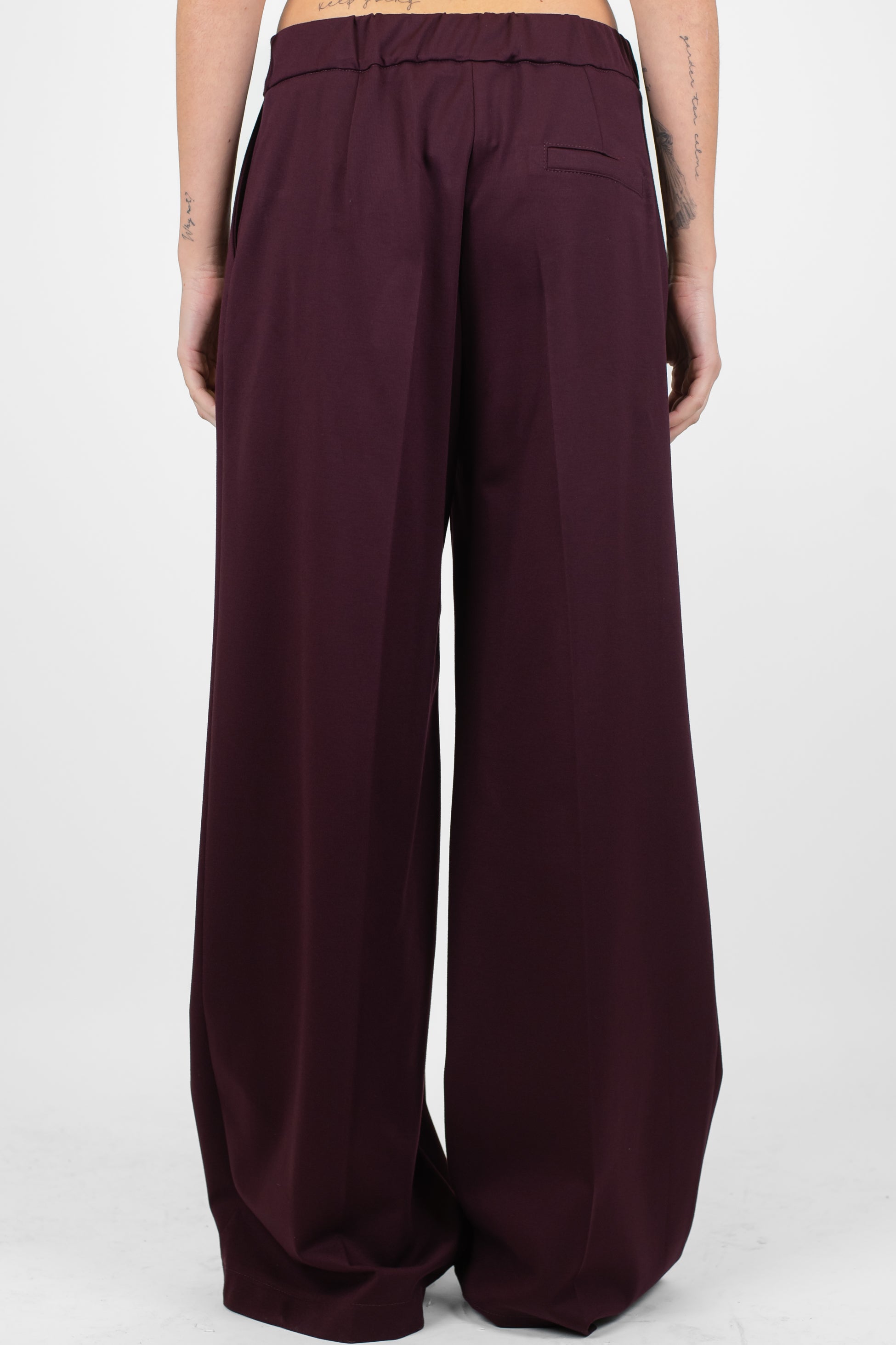 Maryley - Pantalone palazzo in punto milano con elastico sul retro