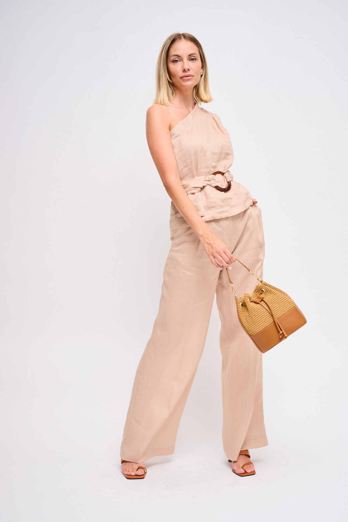 Maryley - Pantalone in lino con pinces