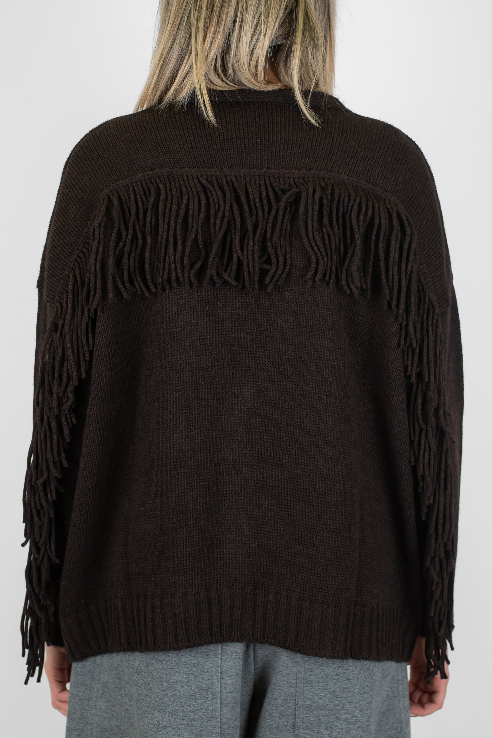 Maryley - Cardigan in misto lana con frange sul retro