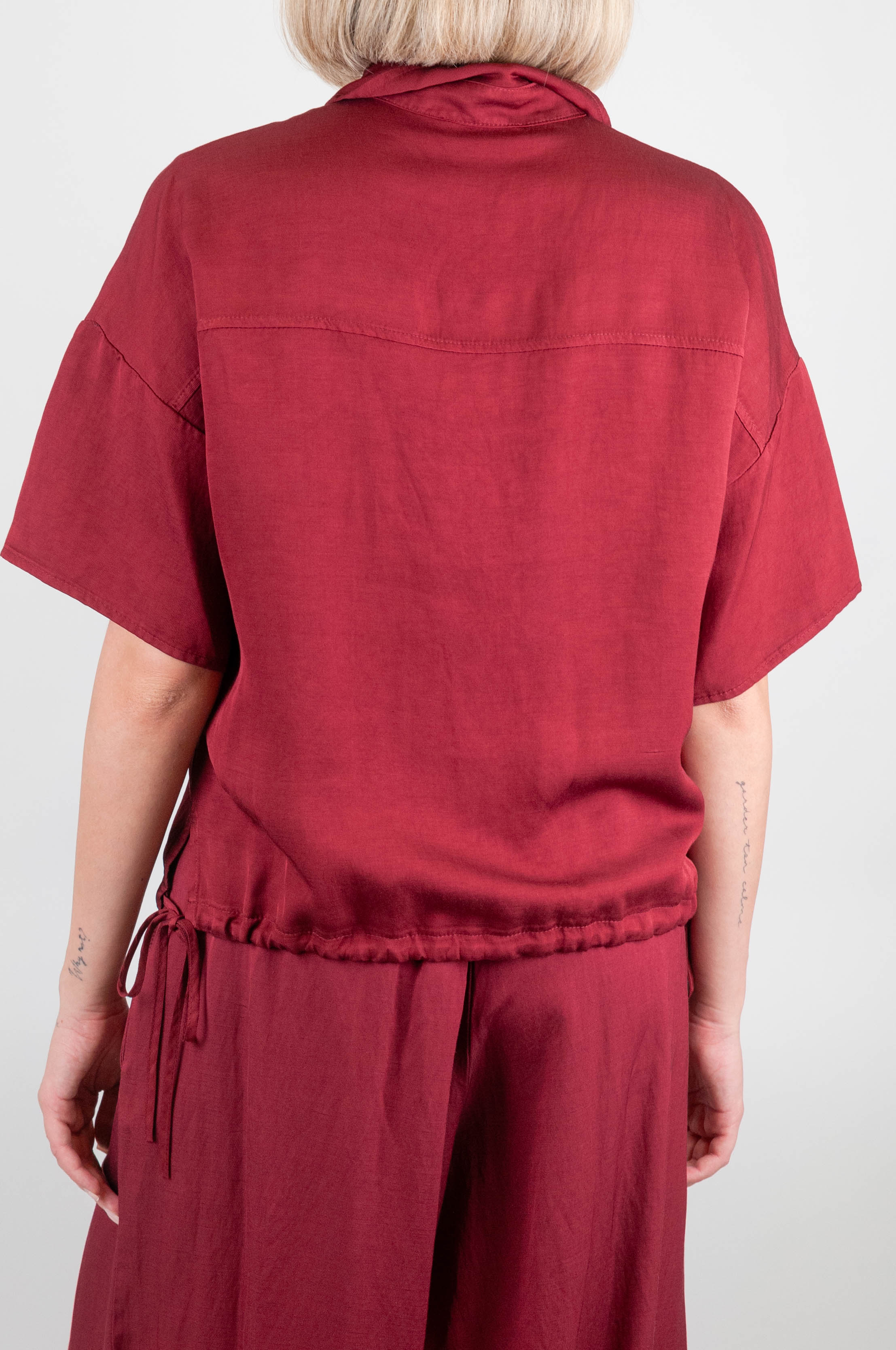 Dixie - Camicia mezza manica in misto lino con taschini sul petto ed elastico sul fondo