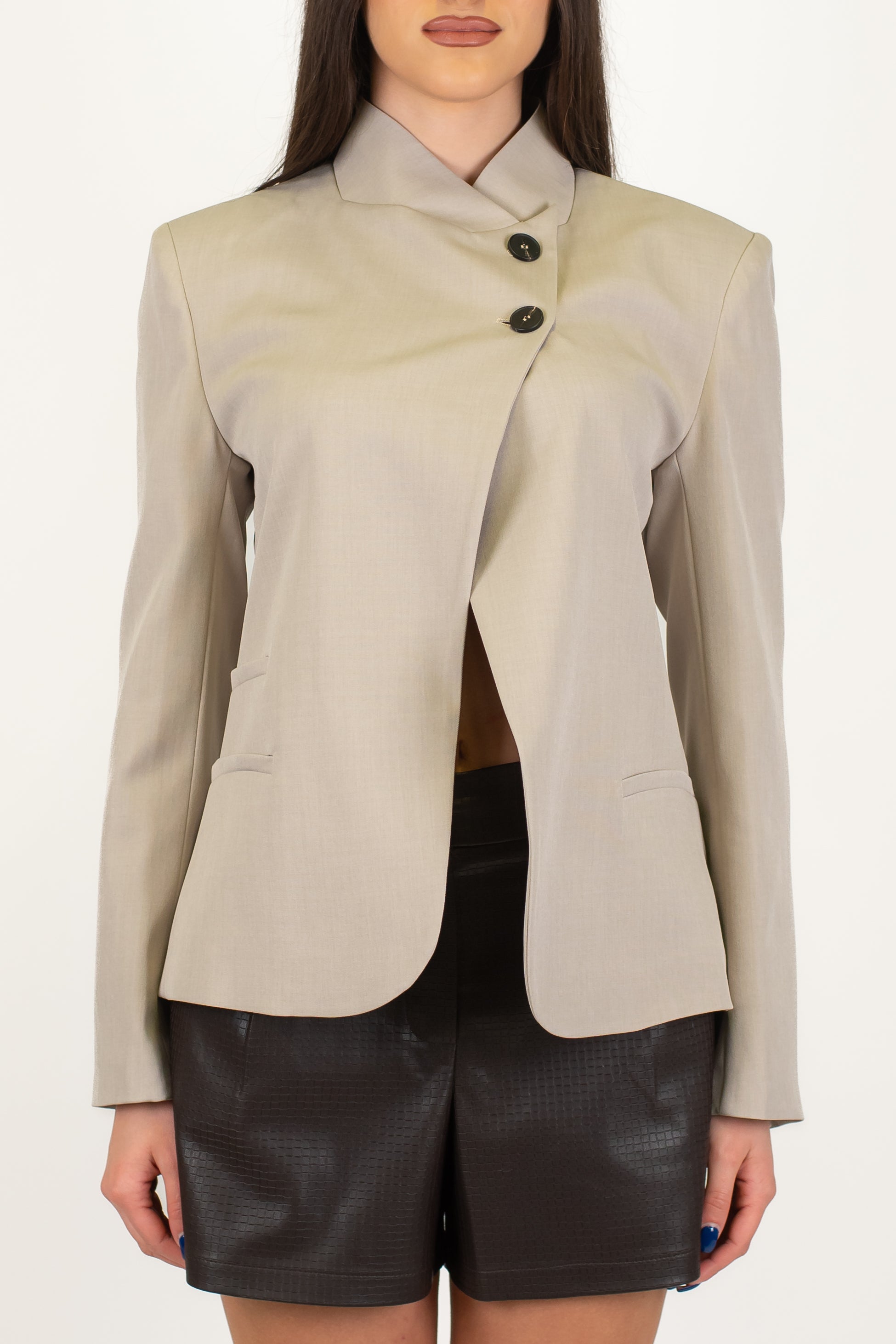 Haveone - Giacca coreana con chiusura superiore asimmetrica e spalline