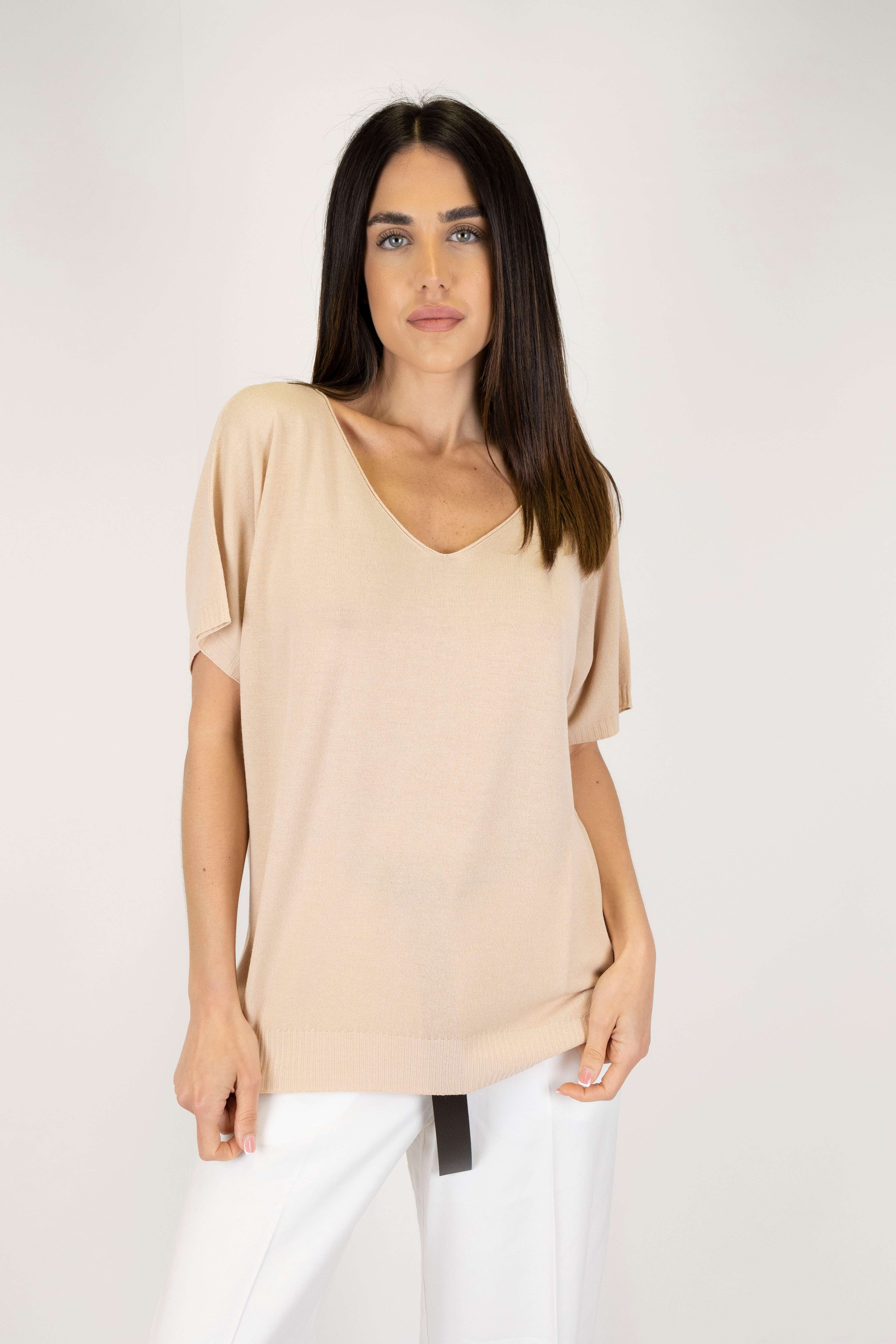 Kontatto - Maglia tinta unita con scollo a V