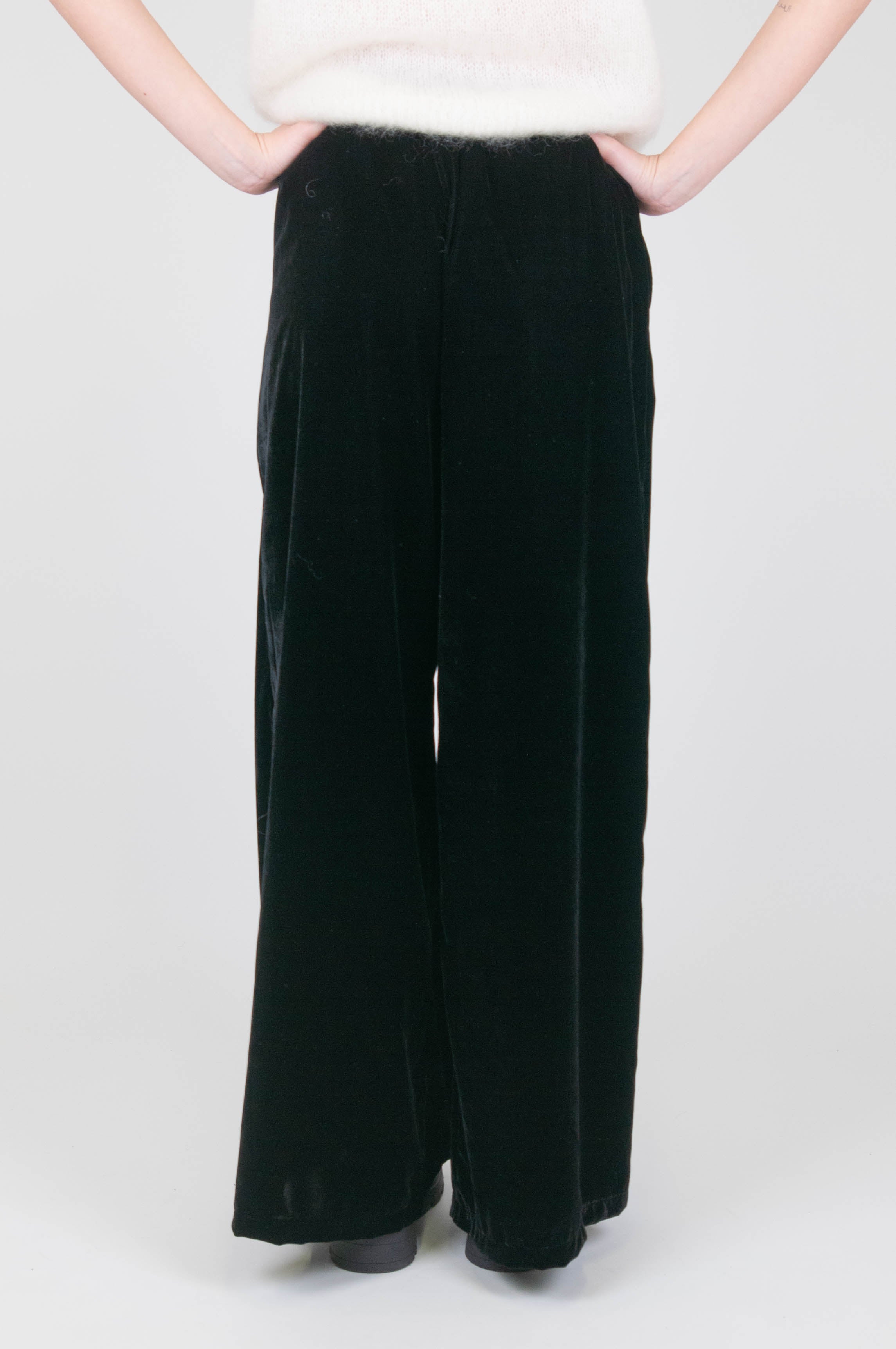 Haveone - Palazzo velvet trousers with pleats