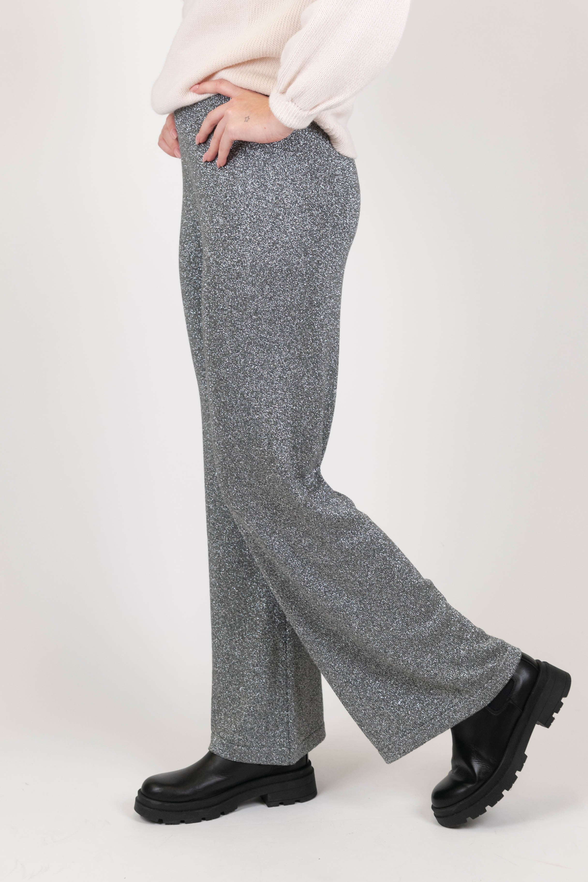 Tensione in - Pantalone lurex con elastico in vita