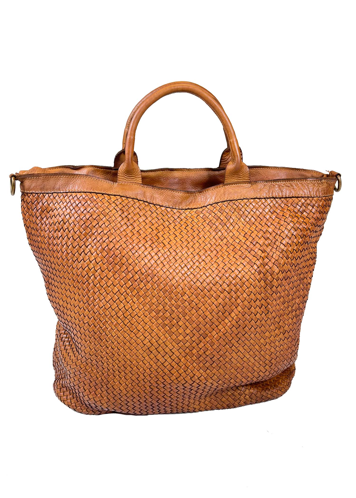 Borsa grande 100% pelle intrecciata made in italy