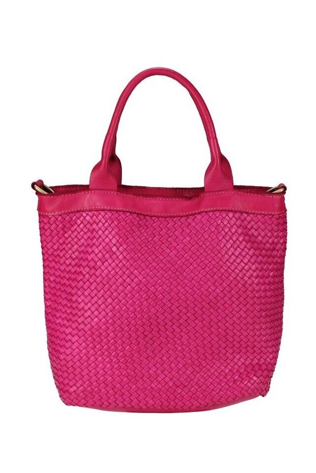 Borsa media 100% pelle intrecciata made in italy