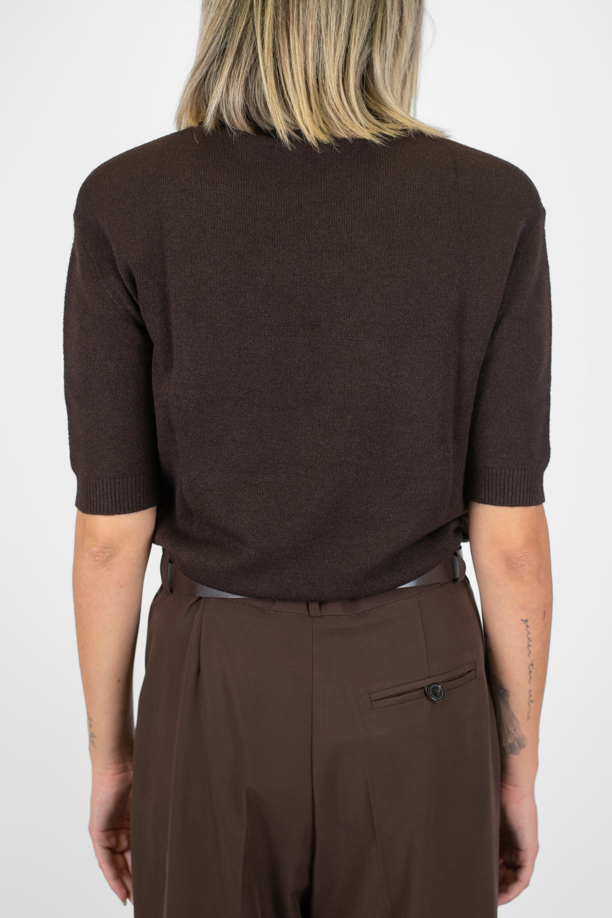 Maryley - Maglia girocollo con manica tre quarti e spalline