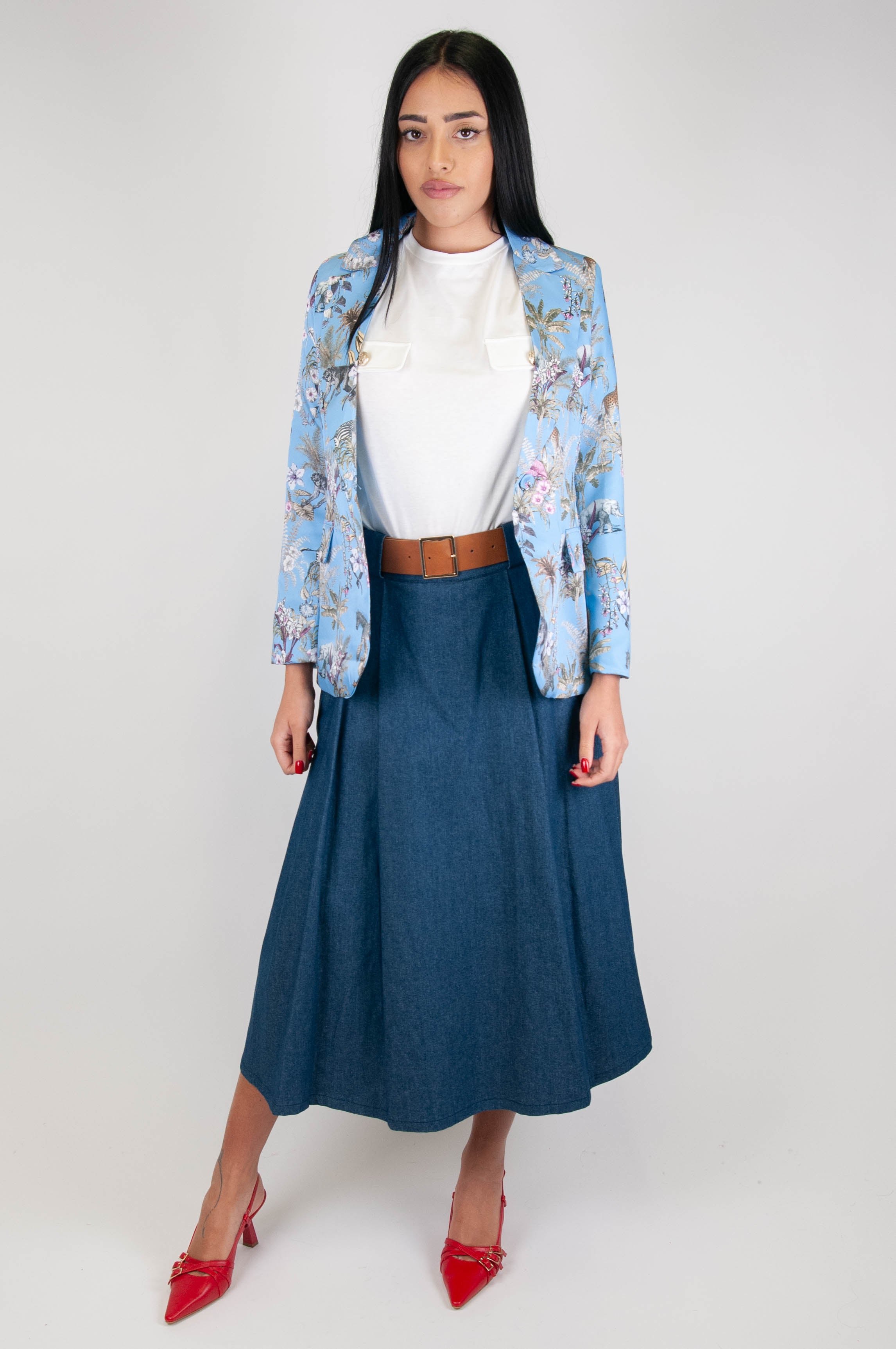 Tension in - Denim skirt with pleats