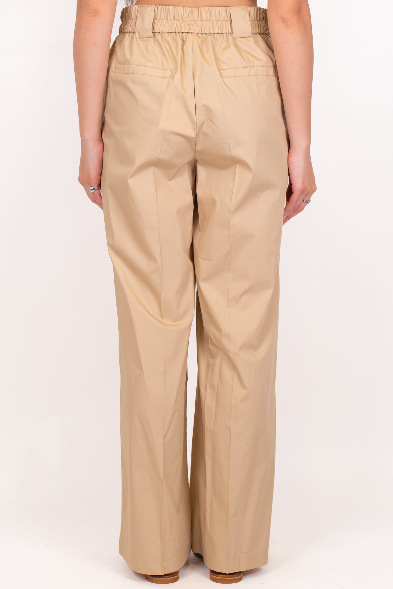 Tensione in - Pantalone palazzo in cotone leggero tela paracadute con elastico sul retro
