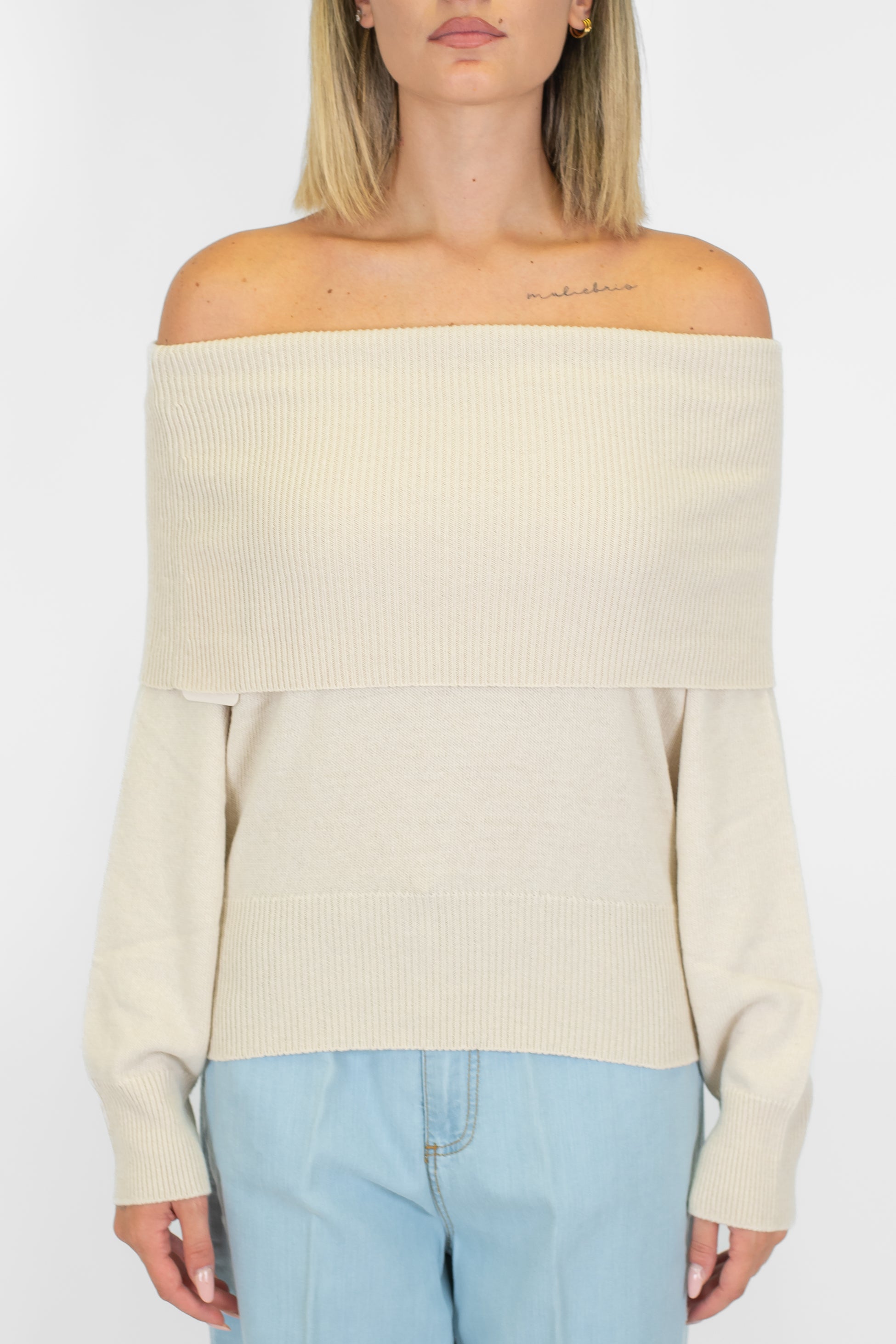 Kontatto - Maglia scollo shiffer in misto lana e cashmere