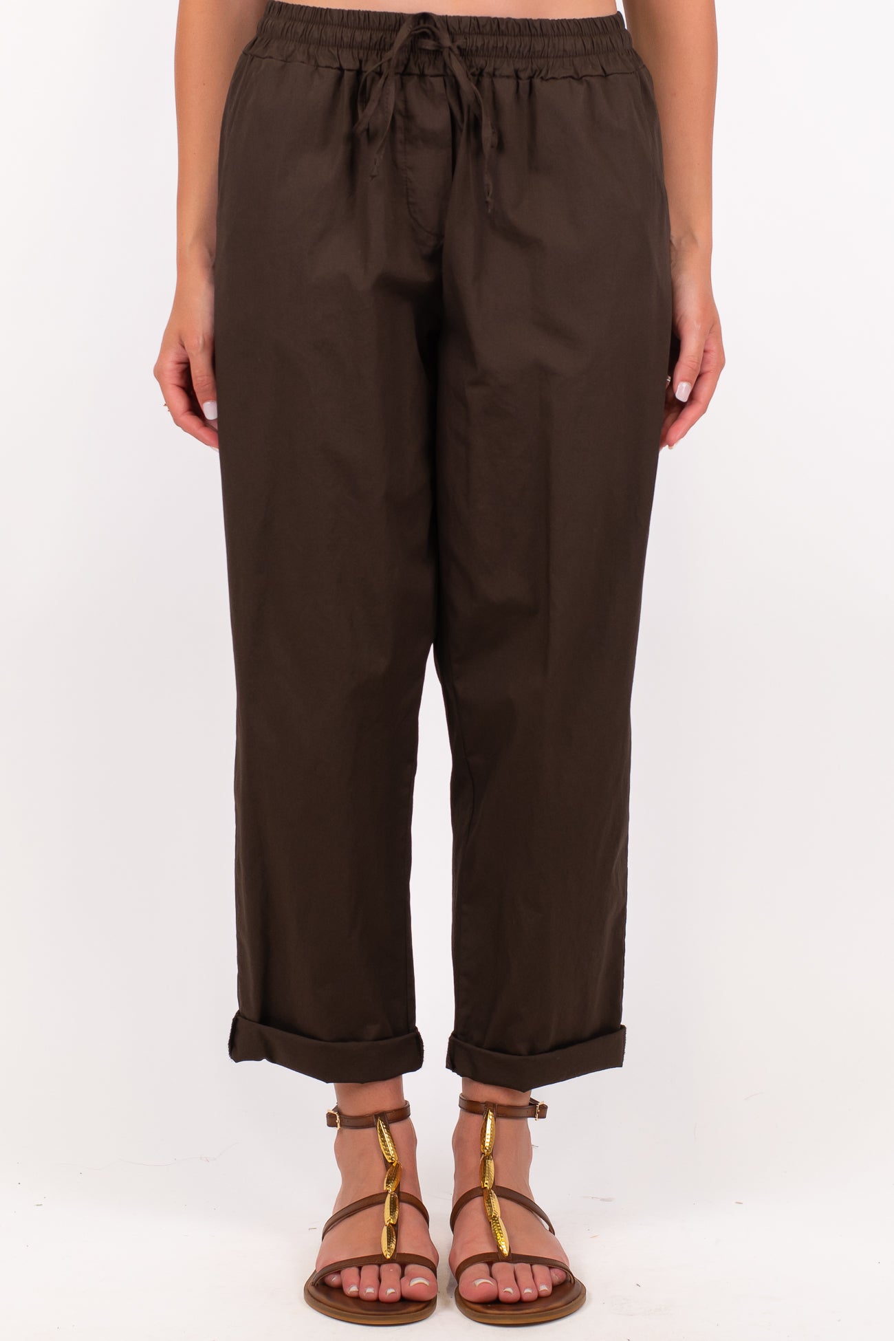 Haveone - Pantalone regular in cotone leggero con coulisse