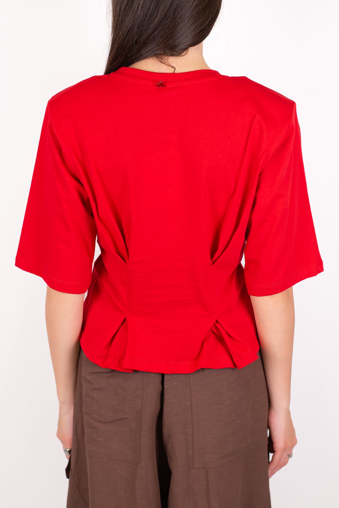 Dixie - T-shirt crop con pinces e arriccio