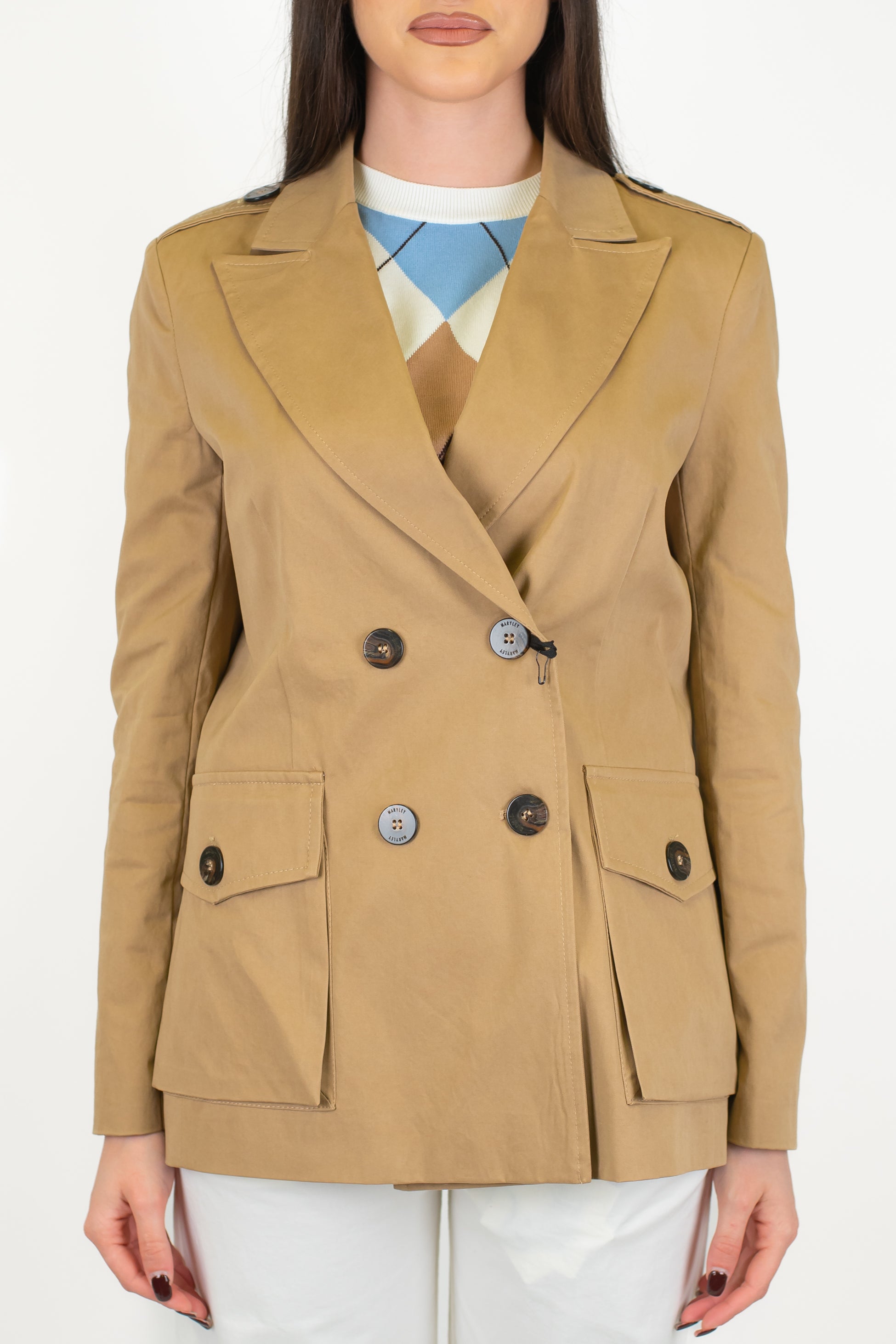 Maryley - Trench doppiopetto con tasconi laterali