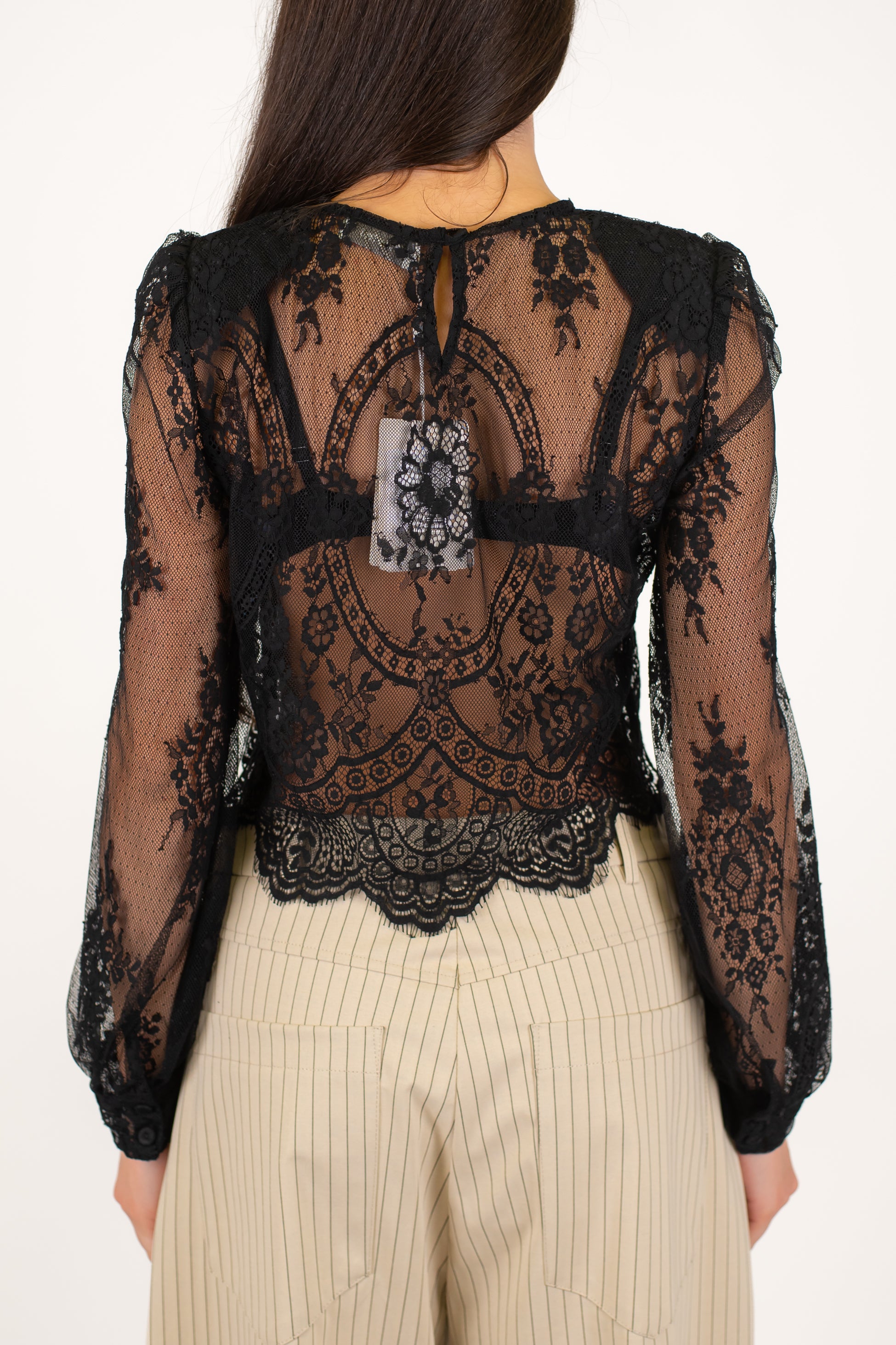 Motel - Blusa crop in pizzo con spalline