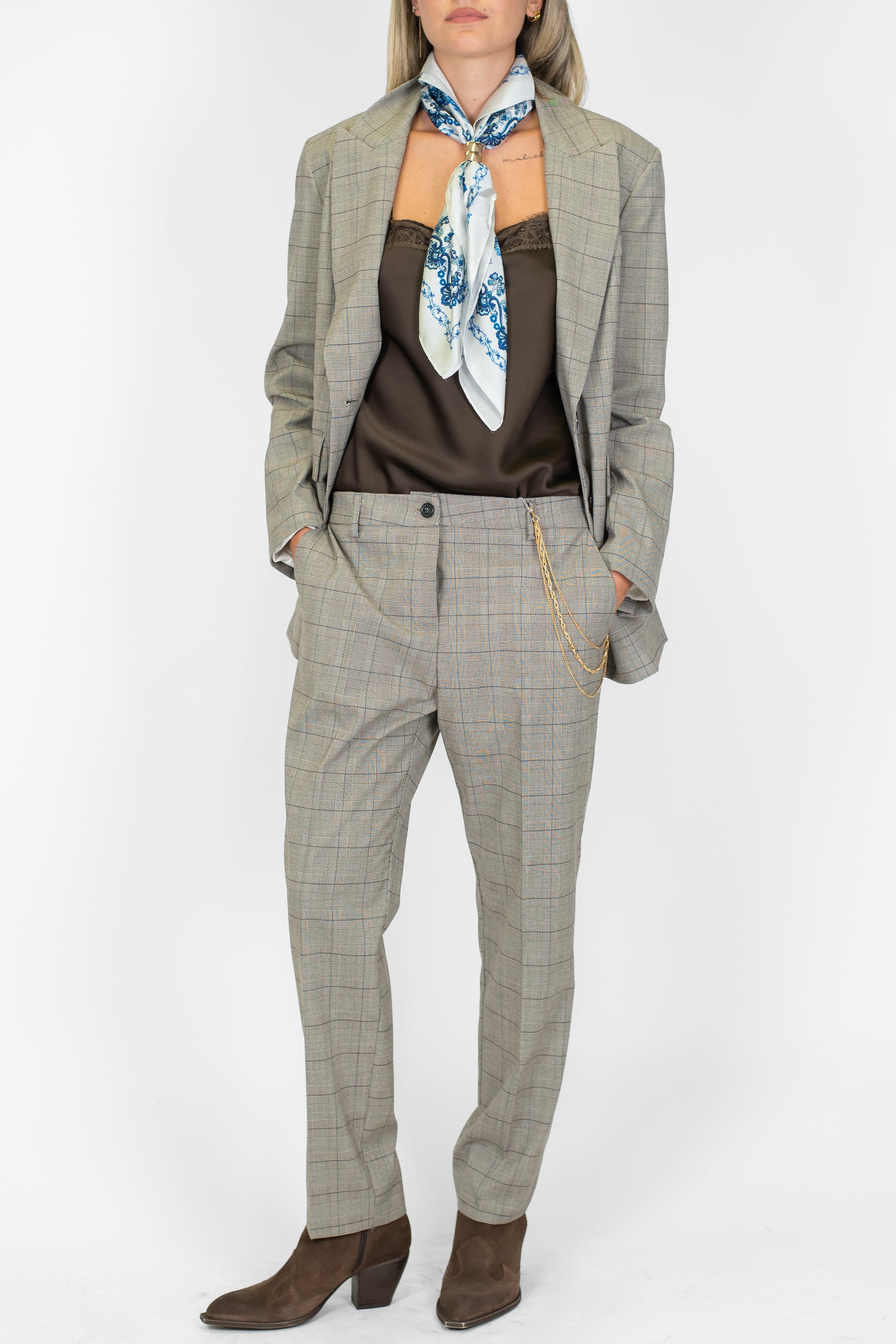 Motel - Pantalone slim fantasia principe di galles